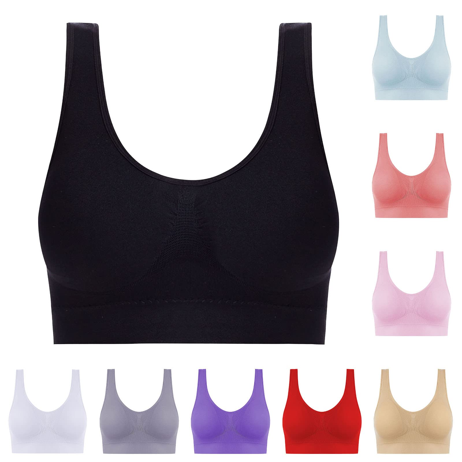 Plus Size Sports Bras for Women - Padded Push Up Support, Soft Comfortable Yoga Exercise Bra - Perfect for Gym, Running & Workouts
