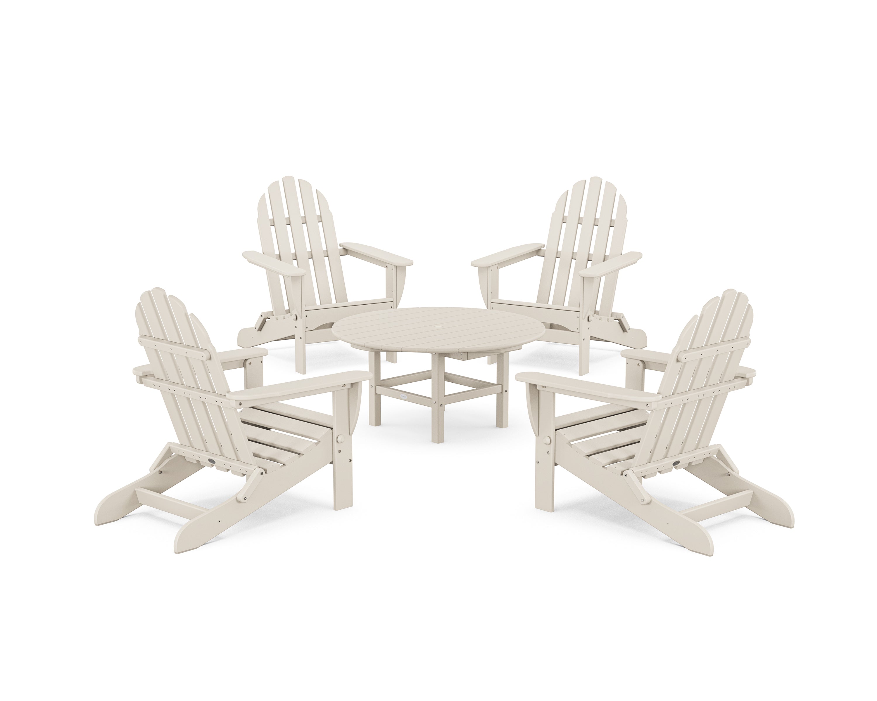 POLYWOOD Classic Folding Adirondack 5-Piece Outdoor Patio Conversation Set - Perfect for Backyard, Poolside, and Garden Relaxation