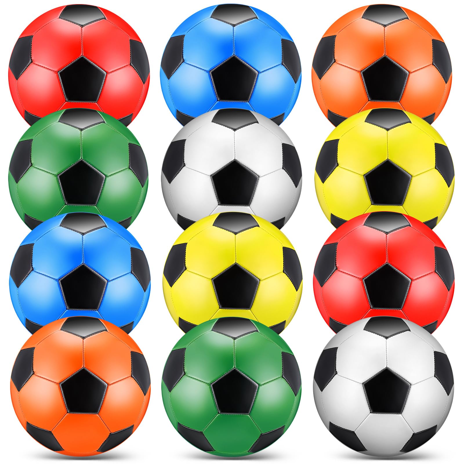 12 Pack Bulk Deflated Official Size Soccer Balls with Air Pump & Carry Bag - Machine Stitched for Kids - Perfect for Christian Charity Donations, Samaritan's Purse Operation Christmas, Youth Sports & School PE Classes