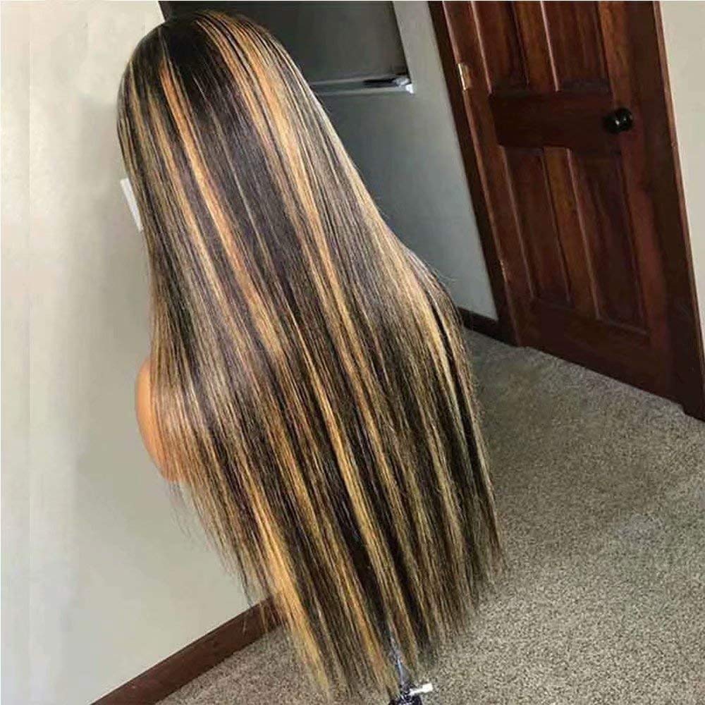 QUINLUX 13x6 Deep Part Lace Front Human Hair Wig - 1B/27 Ombre Honey Blonde Brazilian Straight Hair with Baby Hair & Pre-Plucked Hairline - 150 Density 14 Inch Natural Looking Wig for Women | Perfect for Daily Wear, Cosplay, and Special Occasions
