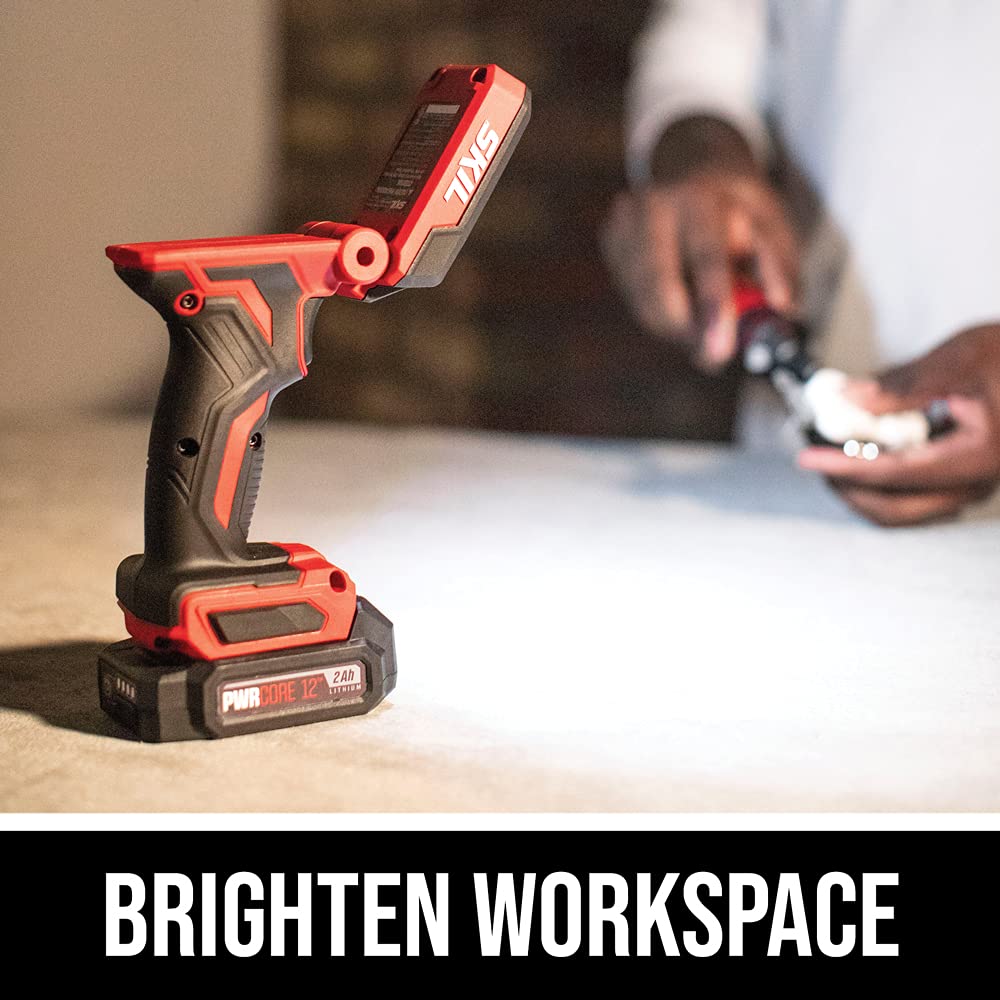 SKIL 5-Tool Combo Kit with PWRCore 12 Brushless 12V Cordless Drill Driver, Impact Driver, Oscillating Multi-Tool, Work Light & Bluetooth Speaker | Includes 2 x 2.0Ah Lithium Batteries & PWRJump Charger | Perfect for DIY Projects, Home Repairs & Construction Work (Model CB736801)