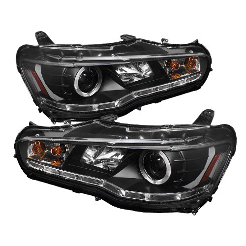 xtune LED Halo Headlights for Mitsubishi Lancer EVO 2008-2014 | Black/Clear Lens | High-Performance Lighting Upgrade for Night Driving & Custom Styling