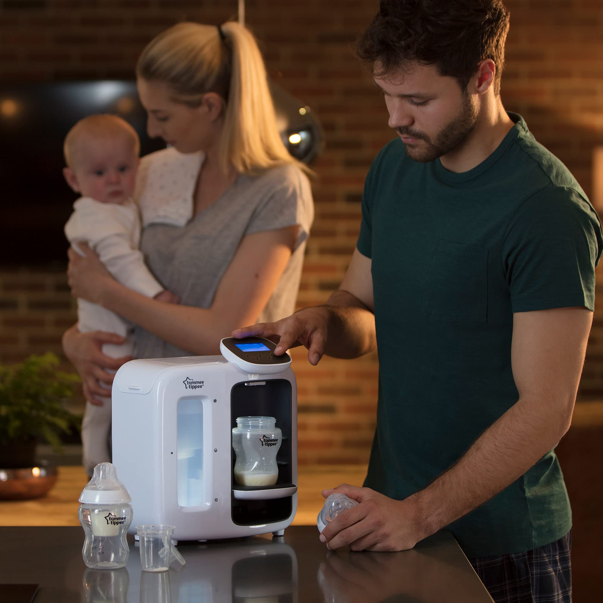 Tommee Tippee Perfect Prep Day & Night Baby Bottle Maker Machine - Digital Display & Adjustable Volume - White - Ideal for Night Feedings & On-the-Go Parents