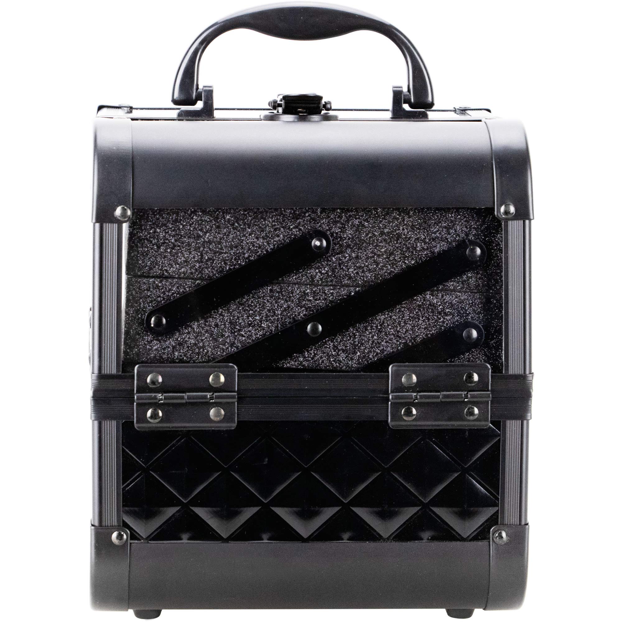 Ver Beauty Makeup Box - Lockable Travel Cosmetic Case with Clear Acrylic Jewelry Organizer, 2-Tier Trays & Mirror | Portable Aluminum Train Case for Makeup Artists & Travel | Perfect for Professional Salon Use & On-the-Go Beauty Storage