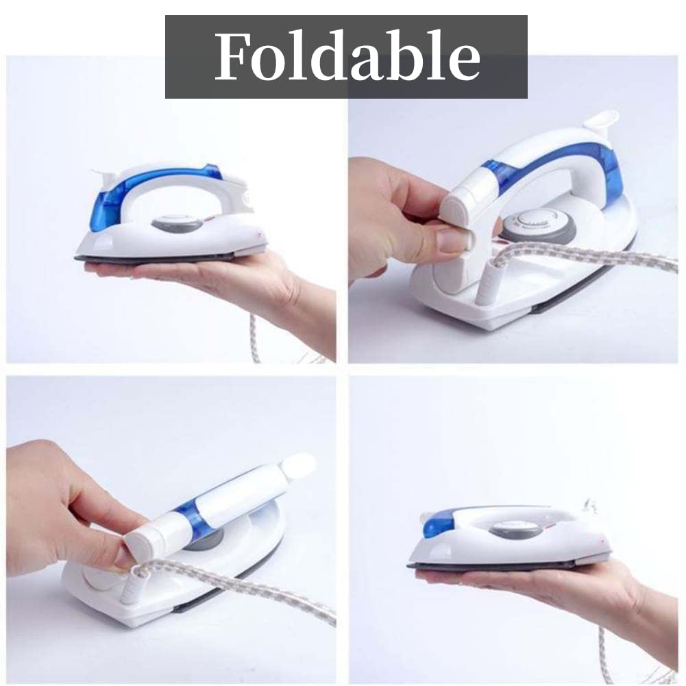 Portable Foldable Travel Iron with Temperature Control - Compact Handheld Steamer for Wrinkle-Free Clothes - Perfect for Business Trips, Vacations & Dorm Use