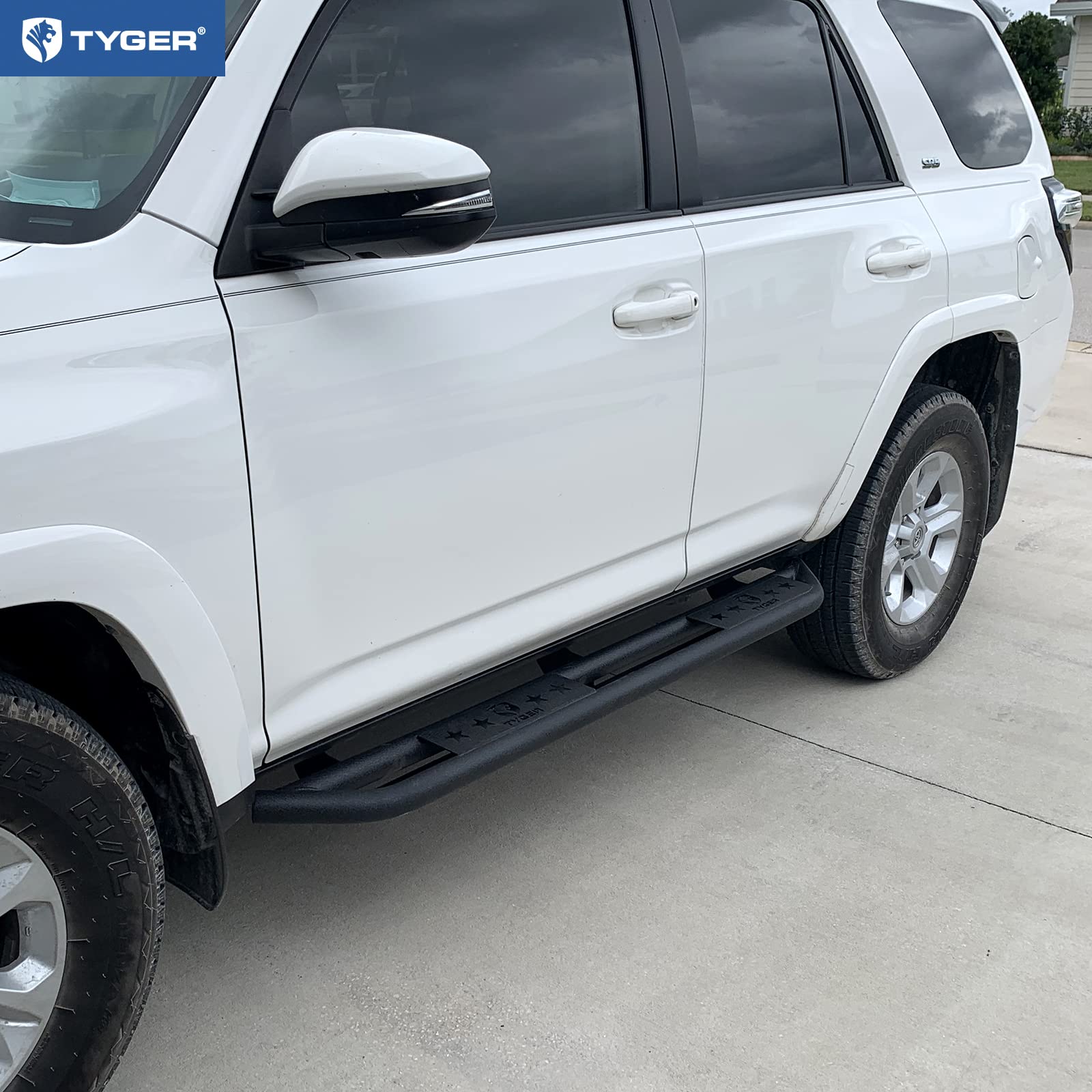 Tyger Auto Star Armor Side Step Rails Nerf Bars Running Boards Compatible with 2010-2024 Toyota 4Runner (Excludes Limited, Nightshade, TRD Sport, 10-13 SR5) | TG-AM2T20148 | Off-Road Protection & Easy Vehicle Access