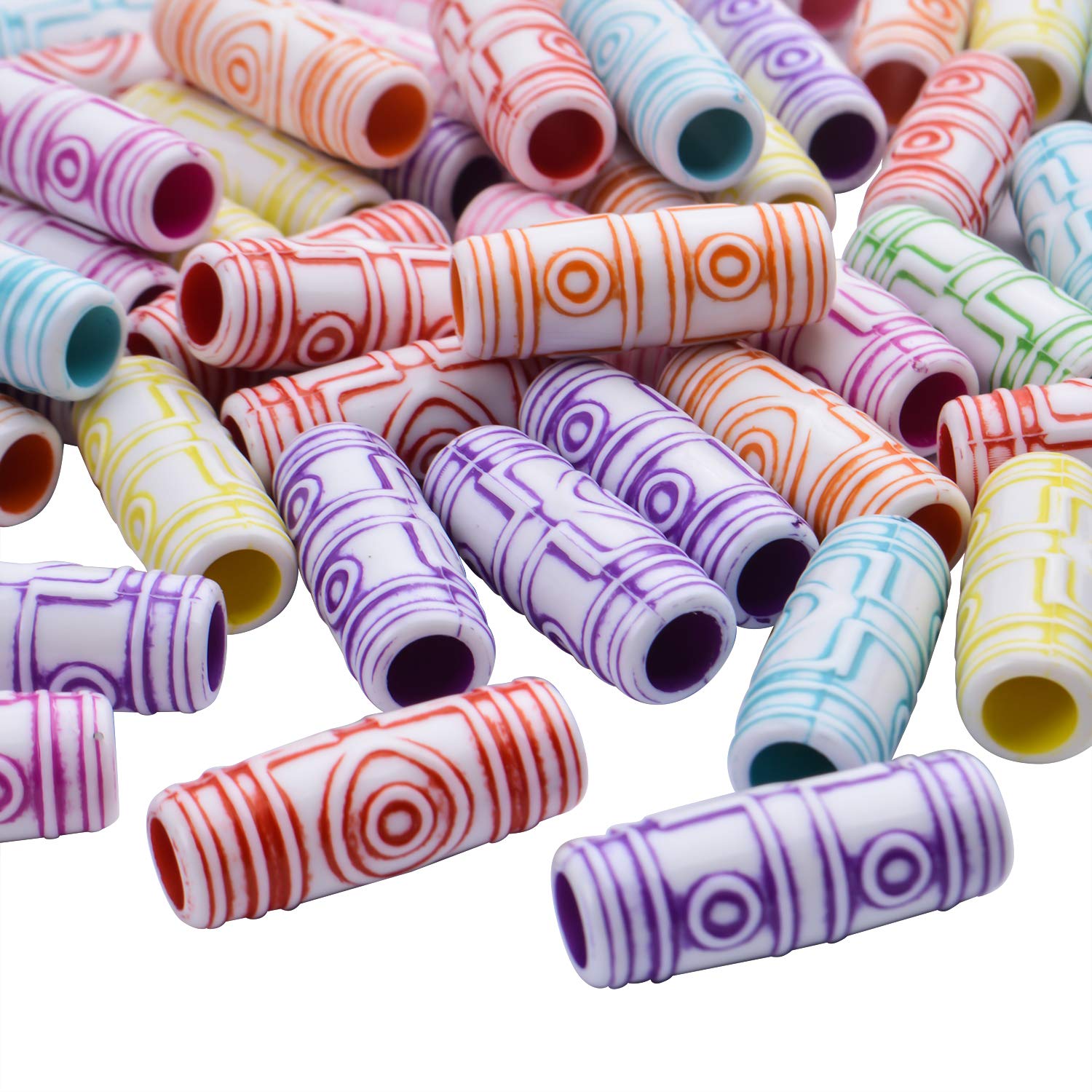 60pcs Colorful Dreadlock Beads for Hair Braiding & DIY Styling - Hair Accessories for Women & Men