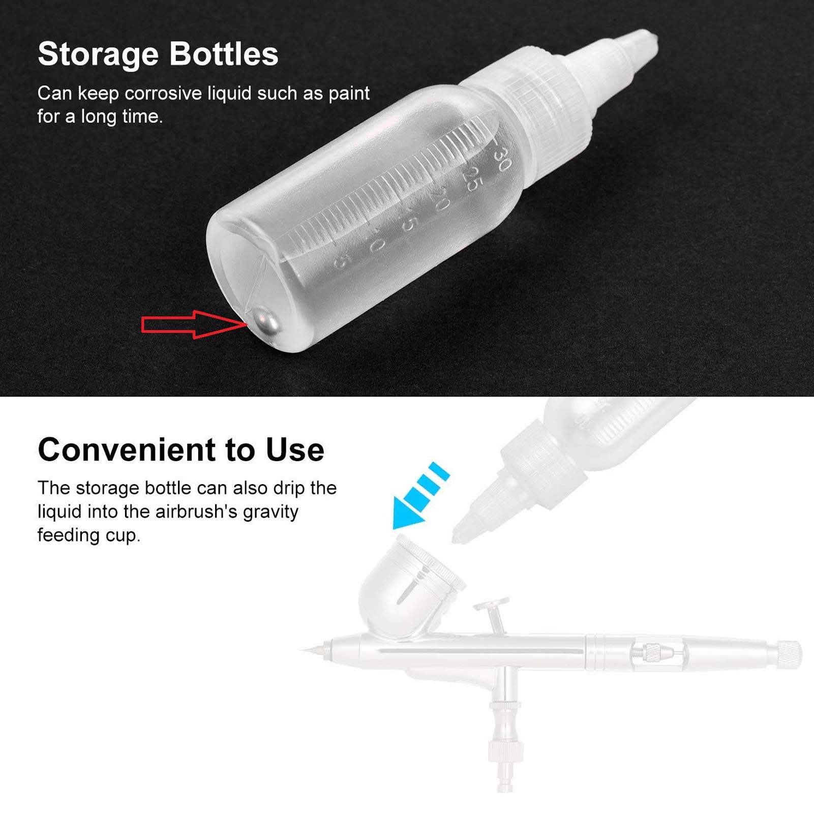 10Pcs 30ml Empty Airbrush Bottles with Scale - Refillable Paint Storage Jars for Artists & Hobbyists - Perfect for Acrylics, Inks & Airbrush Paint Mixing