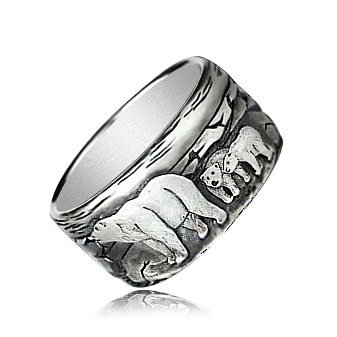 Vintage S925 Sterling Silver Band Rings for Women & Men - Engraved Forest, Mountain, Flower, Leaf, Zebra, Tiger & Cat Designs - Realistic Relief & Lifelike Detail - Perfect for Gifts, Weddings & Everyday Wear