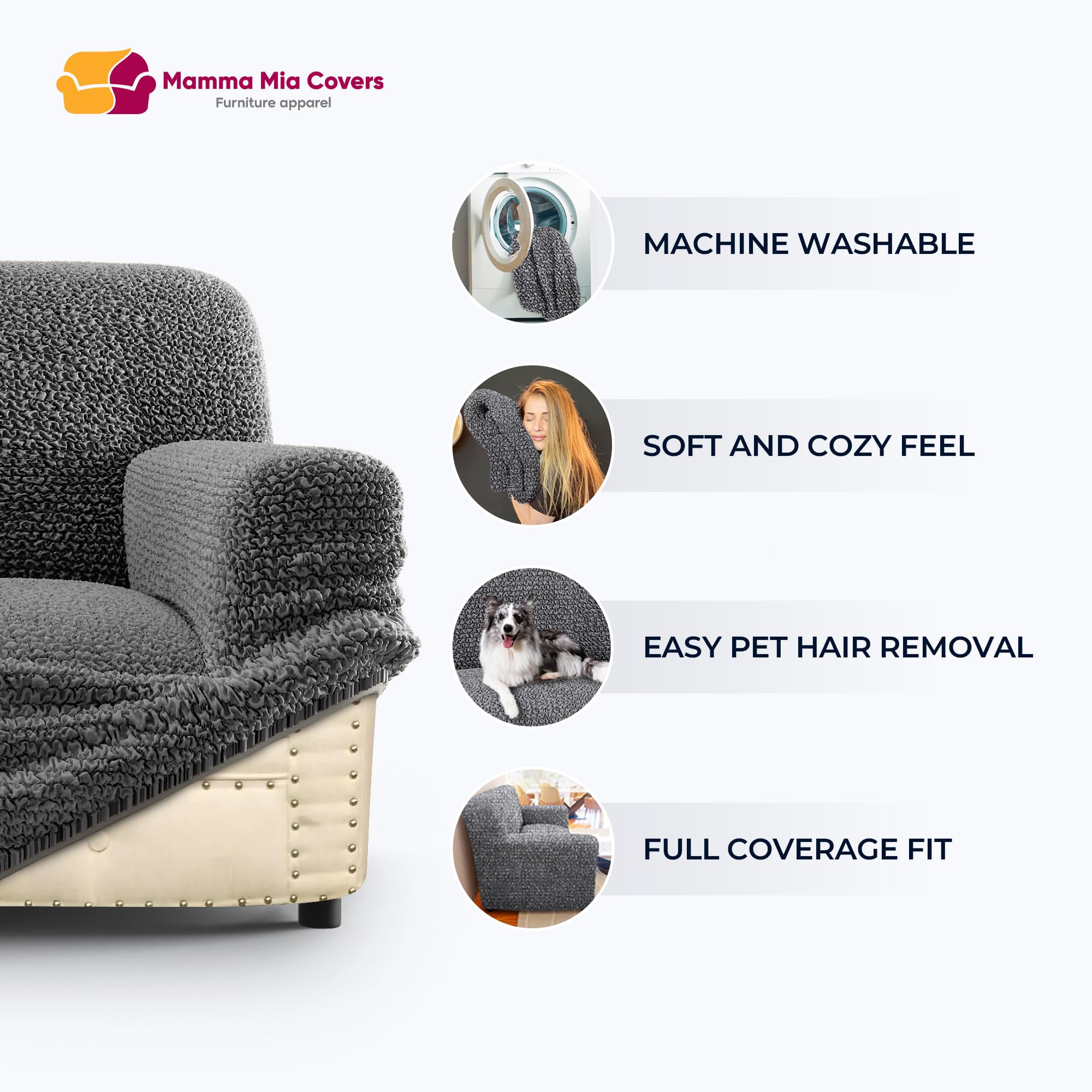 PAULATO BY GA.I.CO. Recliner Sofa Cover - Stretchable 1-Piece Slipcover for Reclining Couches - Soft Polyester Fabric Furniture Protector - Microfiber Collection in Mango Color - Perfect for Living Room, Home Theater & Office Use