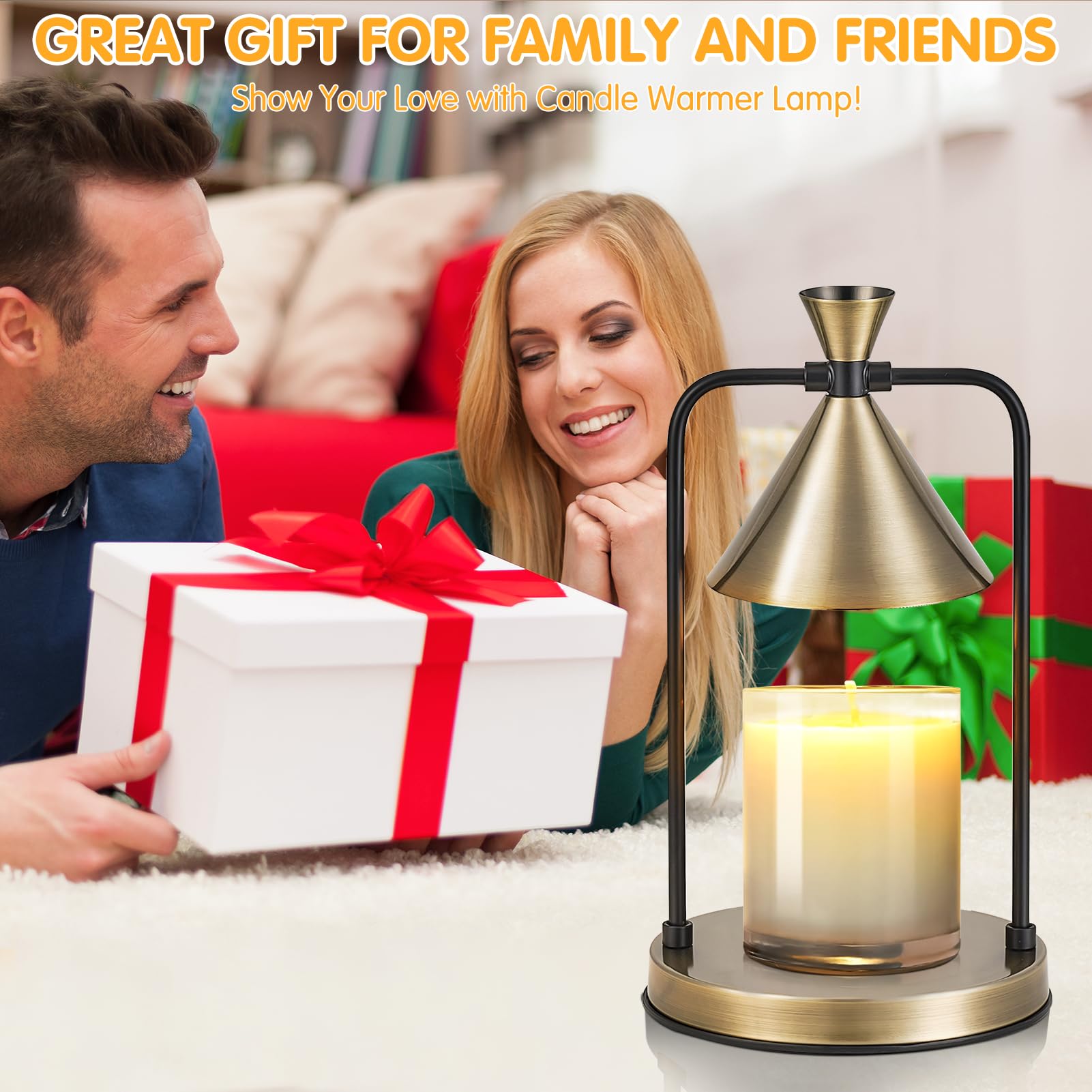 Candle Warmer Lamp with Timer & Dimmable Function - Wax Melts Warmer for Home Decor, Compatible with Small & Large Candles, Includes 2 Bulbs (Bronze) - Perfect Gift for Mom, Ideal for Living Room, Bedroom, and Office Aromatherapy