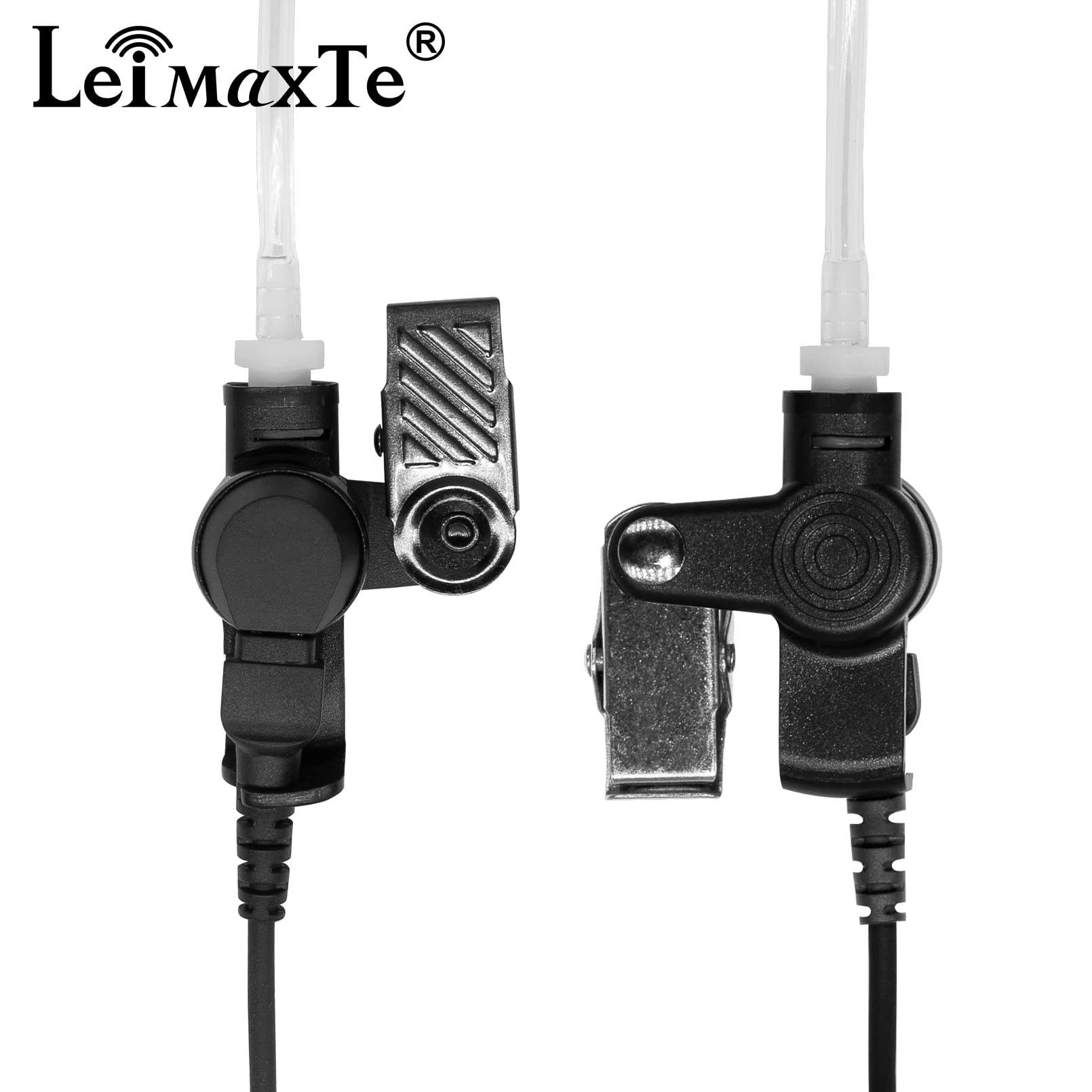 Two-Way Radio Headset Compatible with Baofeng & Kenwood 2-Pin Walkie Talkies - Surveillance Earpiece with Microphone & PTT Button - Clear Acoustic Tube for Security, Construction & Outdoor Activities