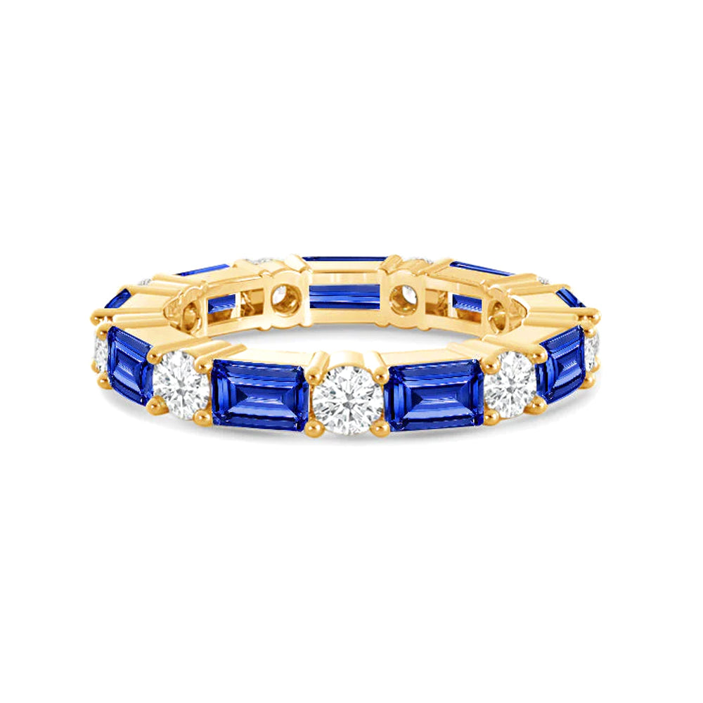 Timeless Lab-Created Sapphire & Diamond Eternity Band Ring for Women - Perfect for Weddings, Anniversaries & Special Occasions