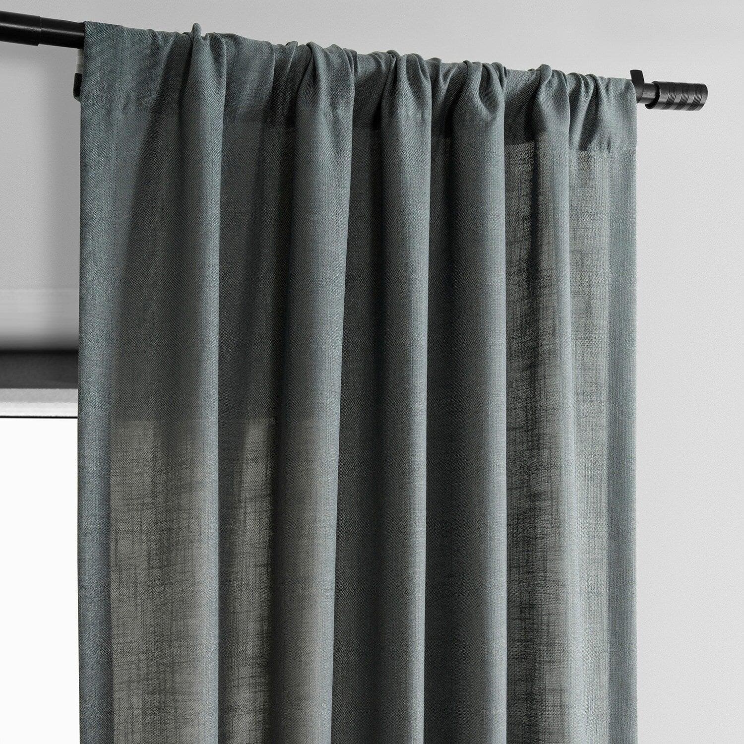 Dark Grey Classic Faux Linen Curtains - Blackout Window Drapes for Living Room & Bedroom - Thermal Insulated Room Darkening Panels for Home Decor
