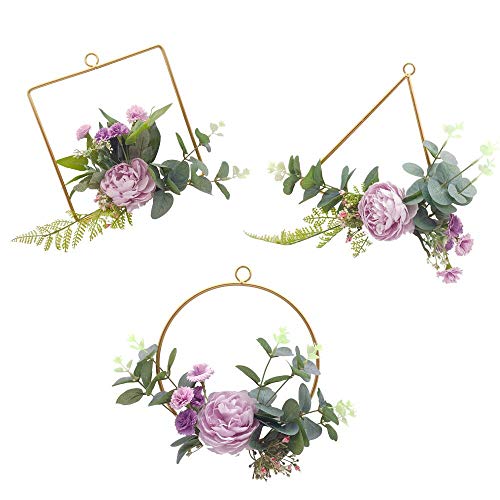 3 Purple Hoop Wreaths