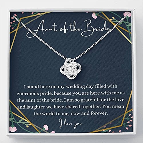 Love Knot Necklace - Elegant Wedding Gift for Bride's Aunt | Sterling Silver Jewelry with Engraved Message Card & Gift Box | Perfect for Bridal Shower, Wedding Day & Anniversary Celebrations