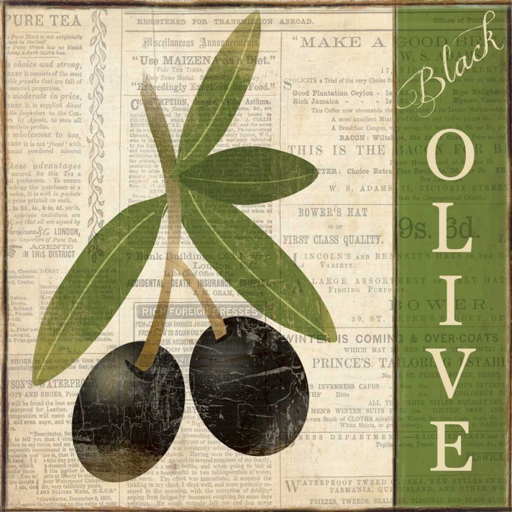 Black Olive Ballantyne Fine Art Print - 23x23 Inch Piper Food Wall Decor for Living Room, Kitchen & Dining Area - Premium Framed Artwork for Home & Office