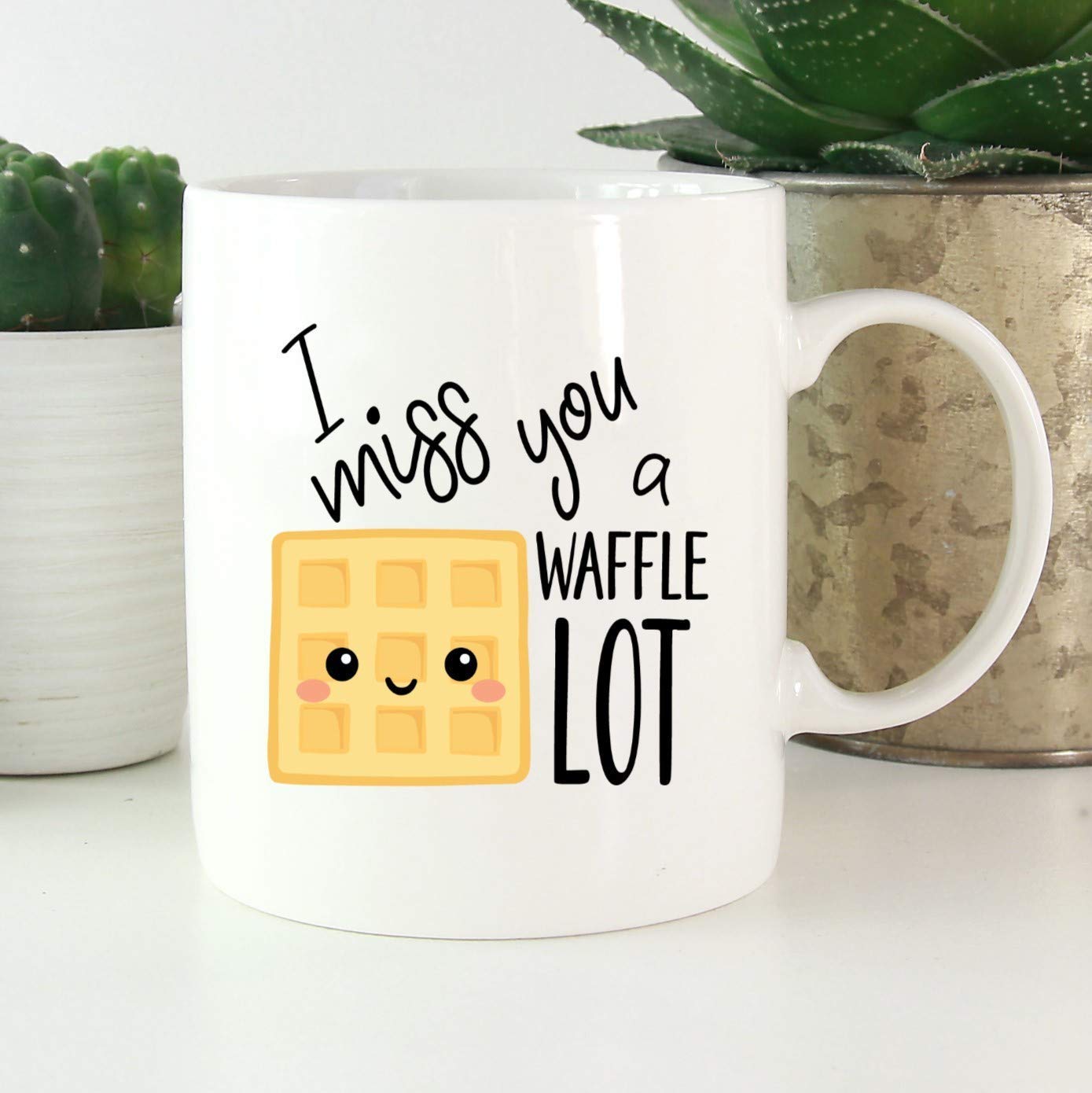 I Miss You A Waffle Lot Coffee Mug - Funny Valentine's Day Gift for Couples, Best Friends & Family - Perfect for Coffee, Tea & Hot Chocolate at Home or Office