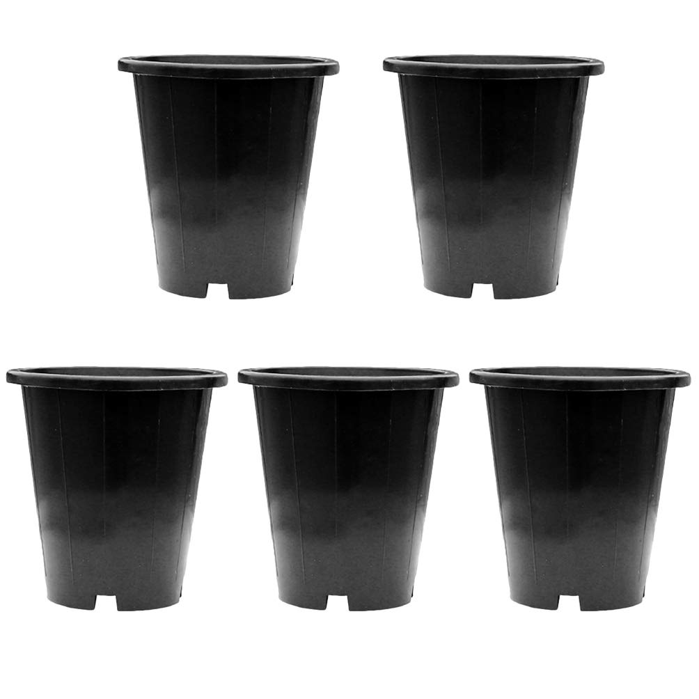 Hemoton 5-Pack Thickened Plastic Plant Pots with Drainage Holes - Black Orchid Flower Planters for Home Gardening, Indoor/Outdoor Planting & Container Gardening Supplies