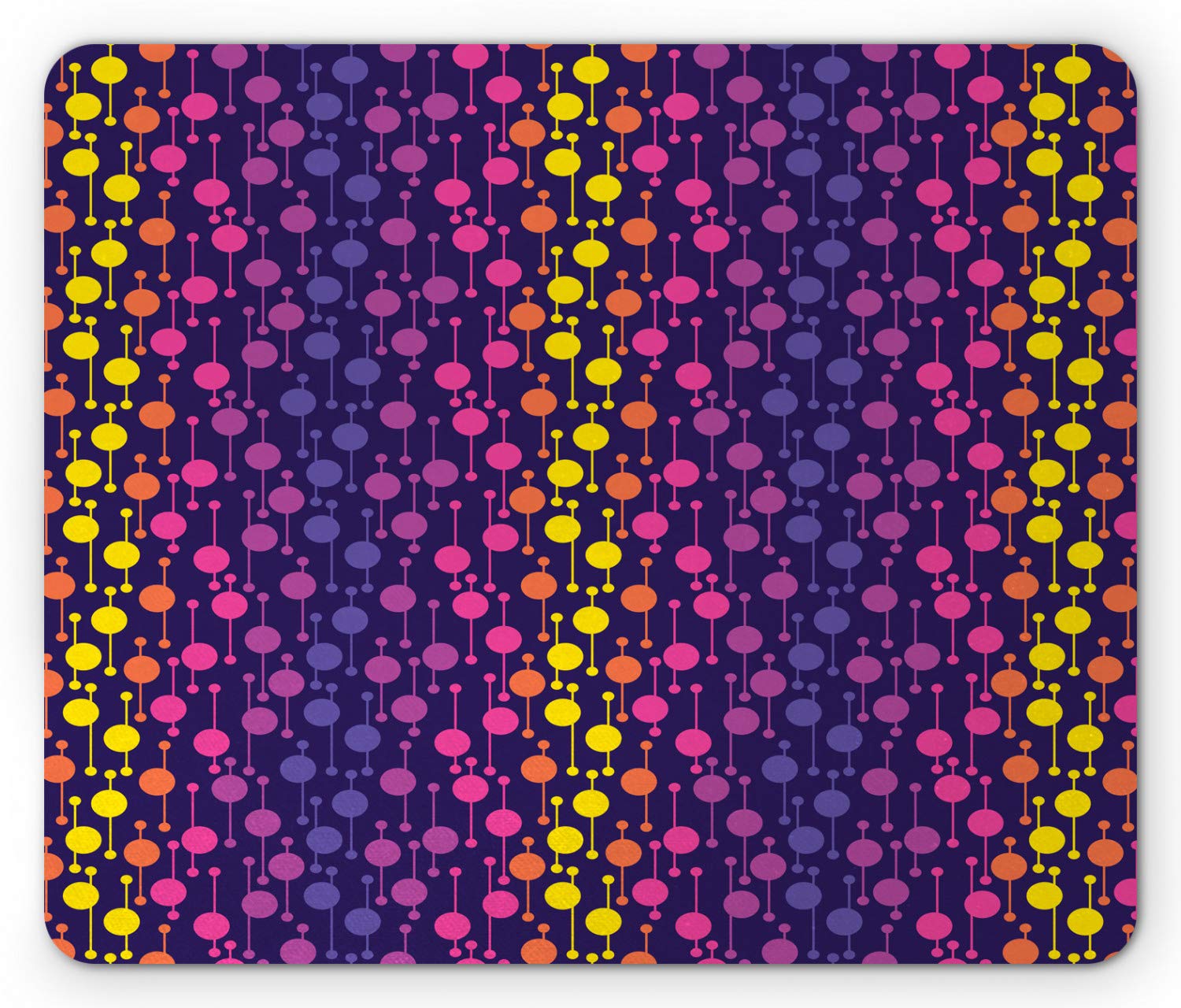 Ambesonne Pastel Mouse Pad - Geometric Circles Linked Rounds Creative Bubbles Contemporary Design - Non-Slip Rubber Base - Standard Size Rectangle Mousepad in Purple & Multicolor - Perfect for Office, Gaming & Home Computer Use