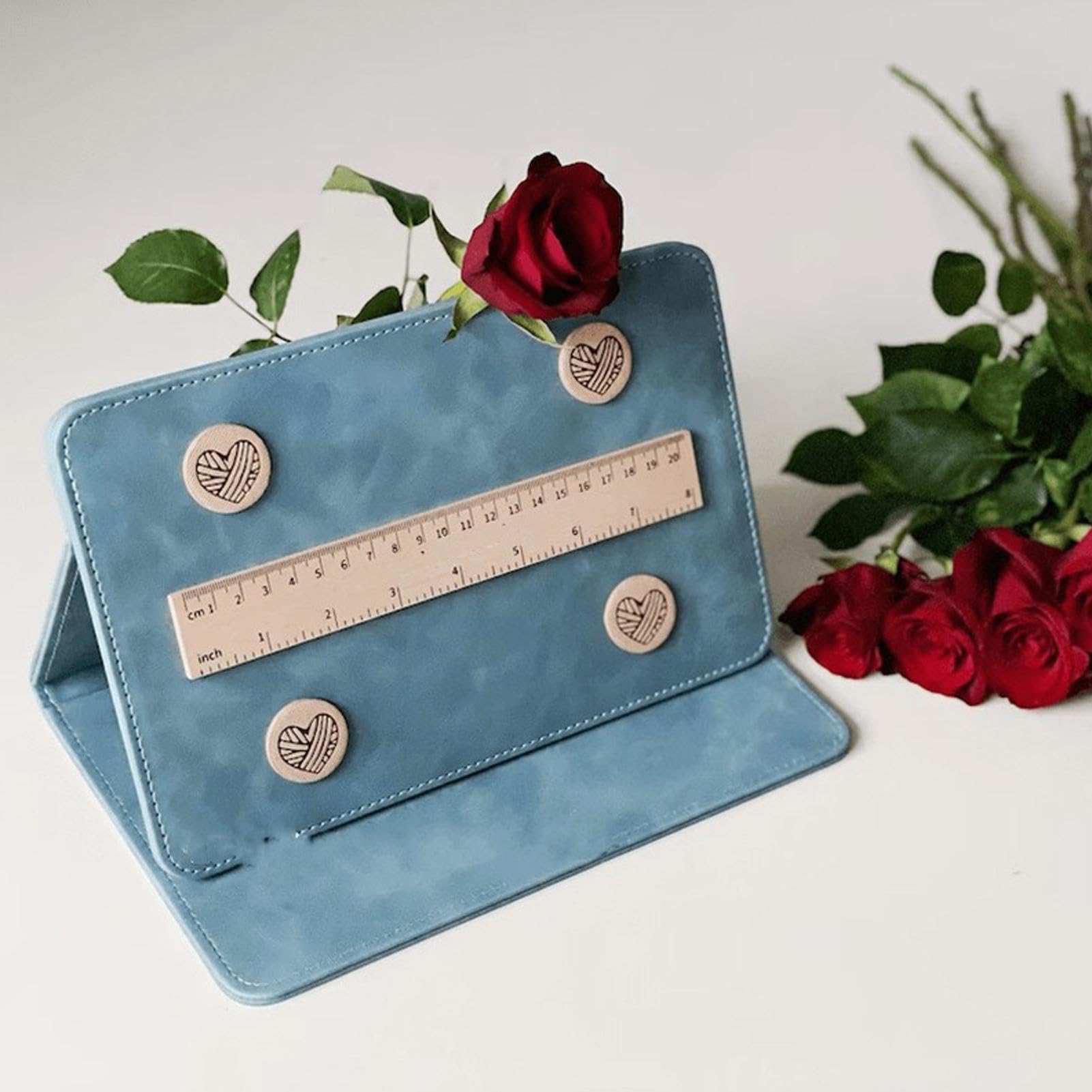 Foldable Magnetic Knitting Chart Holder with Magnet Ruler - Portable Knitting & Crochet Pattern Keeper - Perfect for Cross Stitch, Knitting Projects at Home or Travel