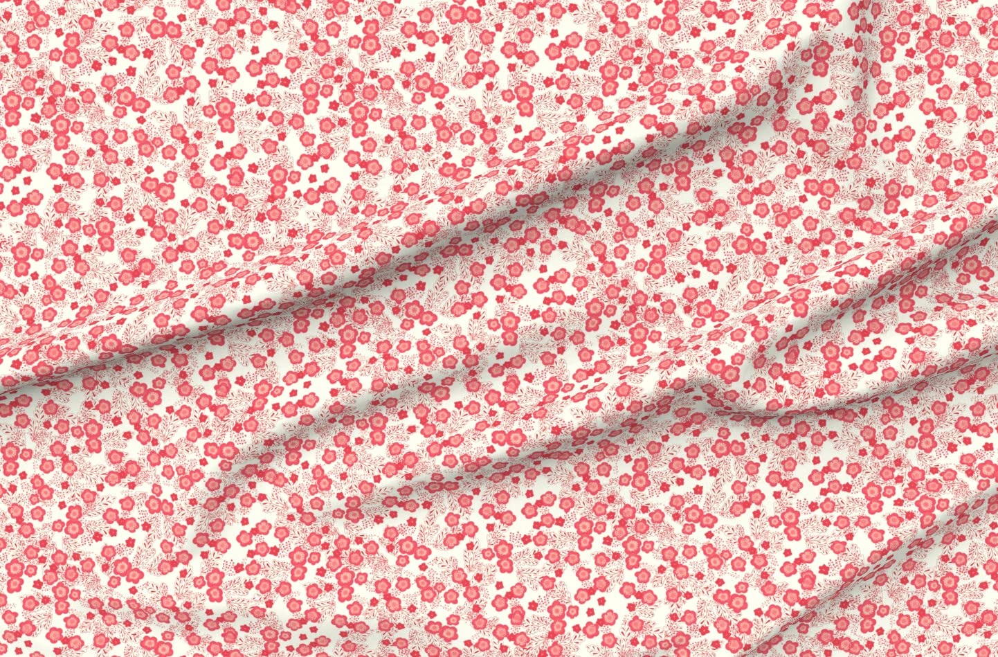 Premium Spoonflower Fabric - Floral Coral Japanese Print on Soft Minky Fabric Fat Quarter - Perfect for Sewing Baby Blankets, Quilt Backing & Plush Toys | Nursery Decor, DIY Crafts & Home Decor Projects