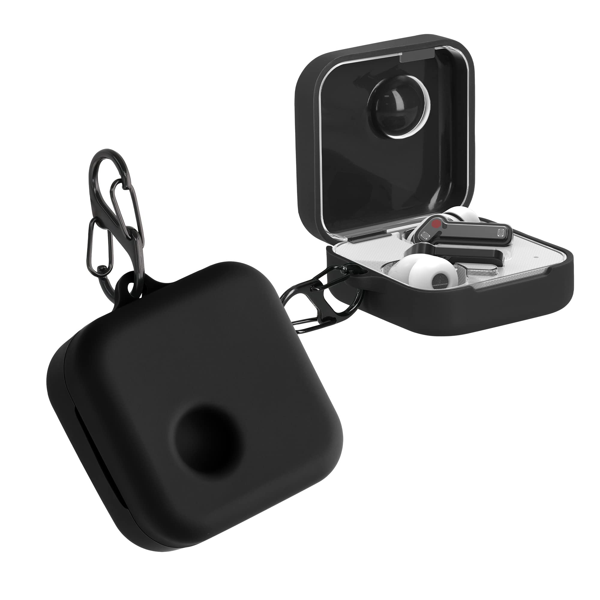 kwmobile Silicone Case Compatible with Nothing Ear (1) - Protective Cover Holder for Earbuds - Black - Perfect for Travel, Gym & Daily Use