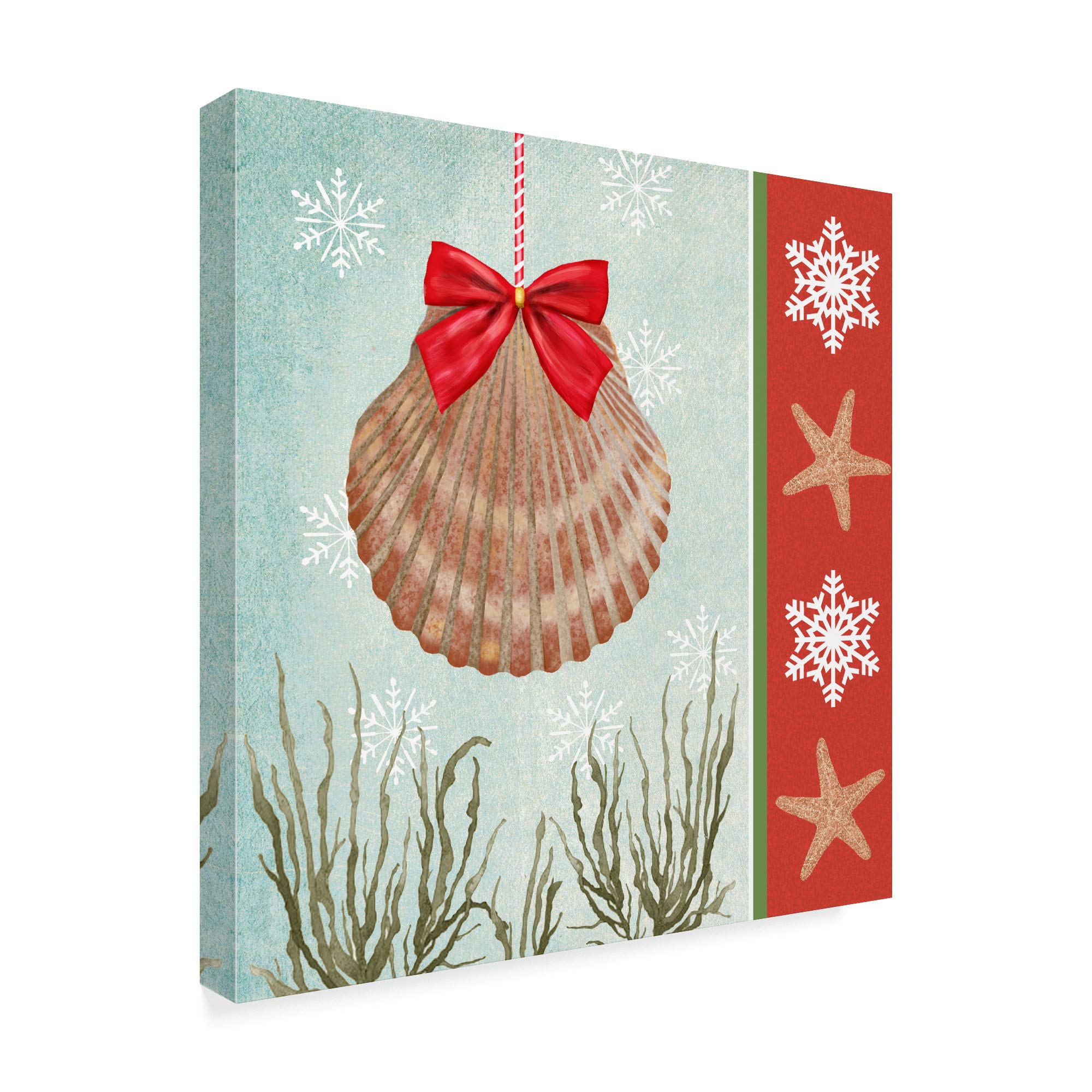 Trademark Fine Art Christmas Coastal I by Jade Reynolds - 18x18 Inch Canvas Wall Art - Holiday Beach Decor for Living Room, Bedroom & Office