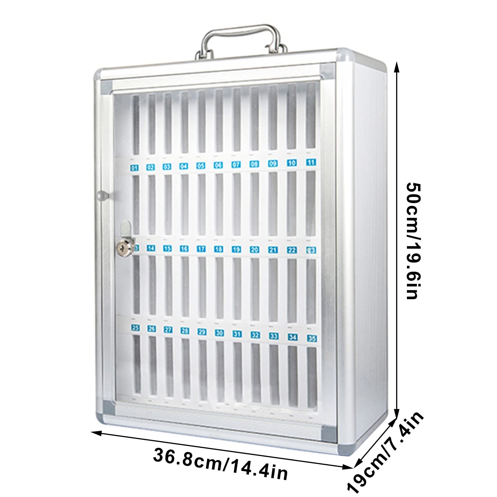 Aluminum Alloy Wall-Mounted Phone Storage Cabinet with Lock - Silver 48 Pocket Organizer for Cell Phones | Perfect for Schools, Offices & Homes - Secure Student & Staff Mobile Device Storage Solution