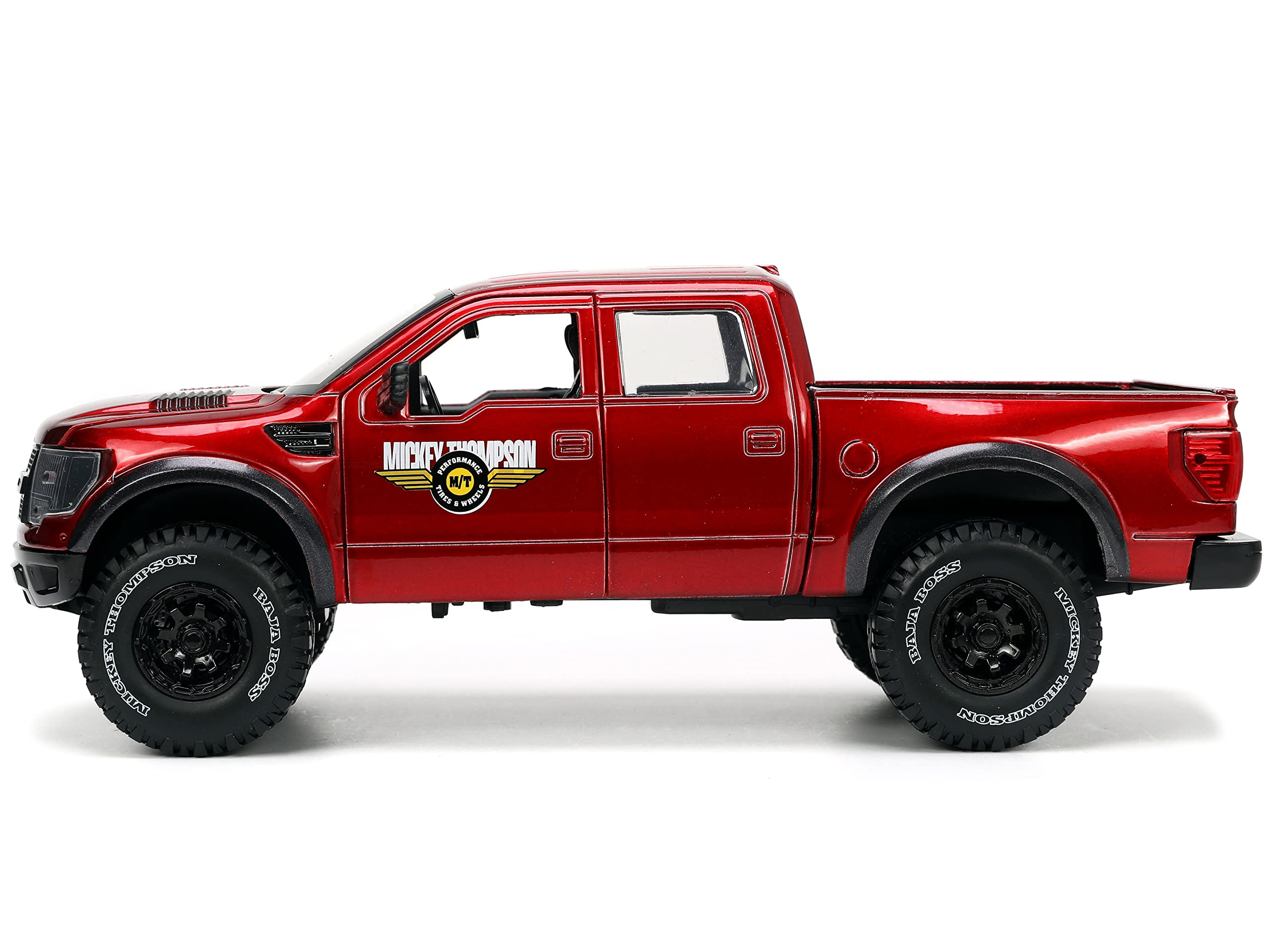 Jada Toys 1:24 Scale 2011 Ford SVT Raptor Die-Cast Model Car - Red with Tire Rack | Collectible Toy for Kids & Adults | Perfect for Display, Gifts, and Play Scenes