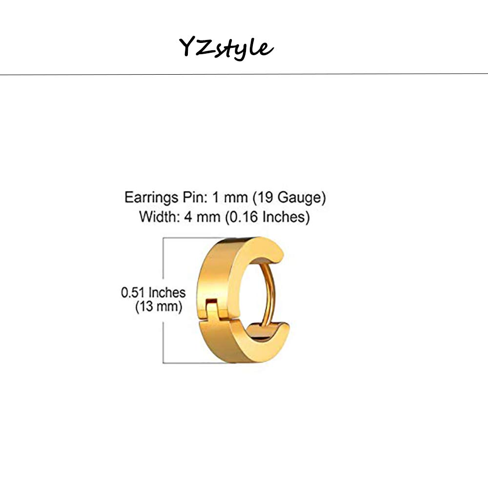 YZstyle Hypoallergenic Stainless Steel Huggie Hoop Earrings for Men & Women - Urban Style Hinged Dangle Earrings Set | Perfect for Everyday Wear, Parties & Gifts