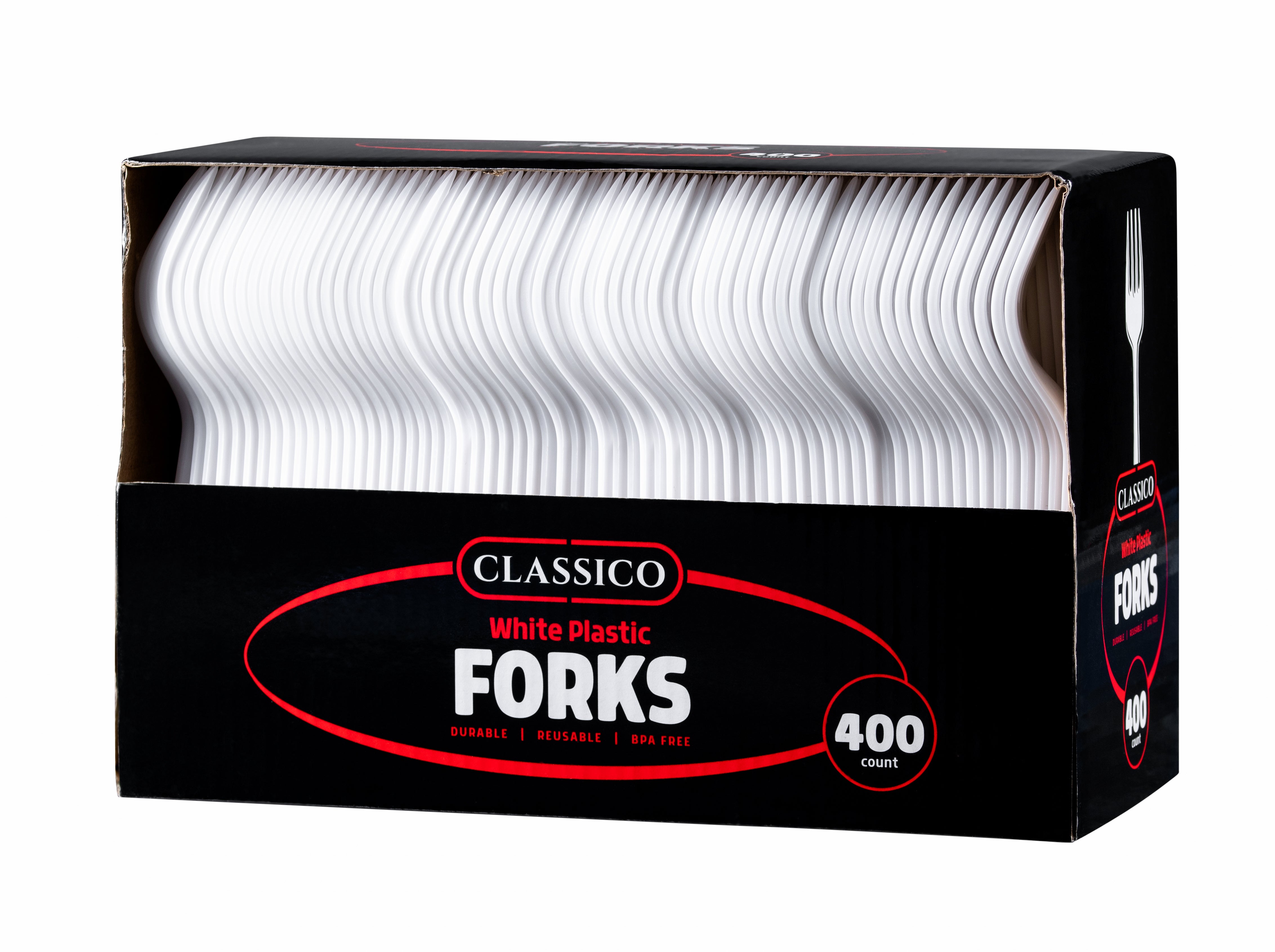400-Piece White Plastic Cutlery Set - Basic Flatware Collection for Parties, Picnics & Catering | Durable Disposable Utensils