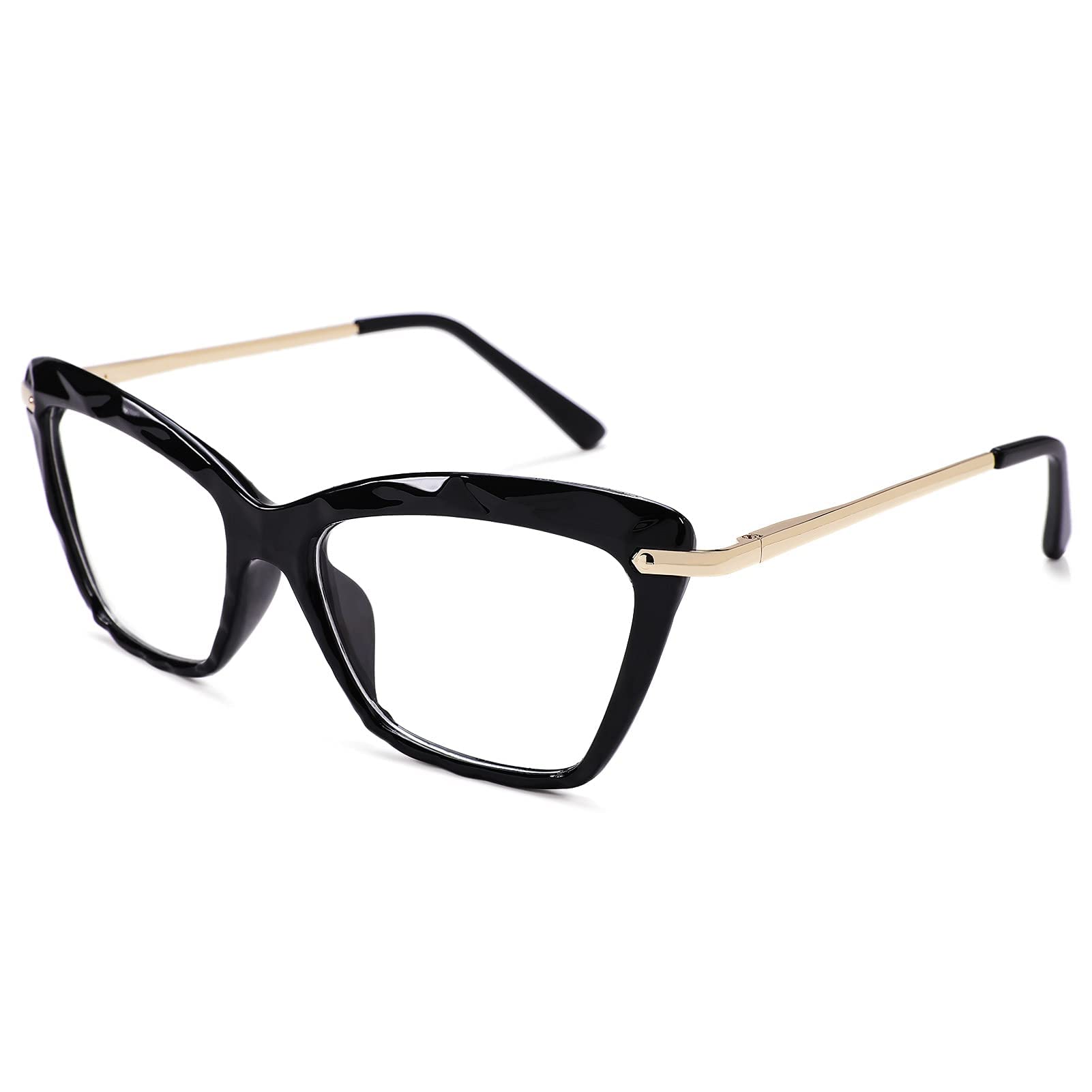 COASION Cat Eye Reading Glasses for Women - Clear Non-Prescription Lenses, Lightweight Small Frame with Spring Hinges - Perfect for Office, Reading & Fashion Accessories