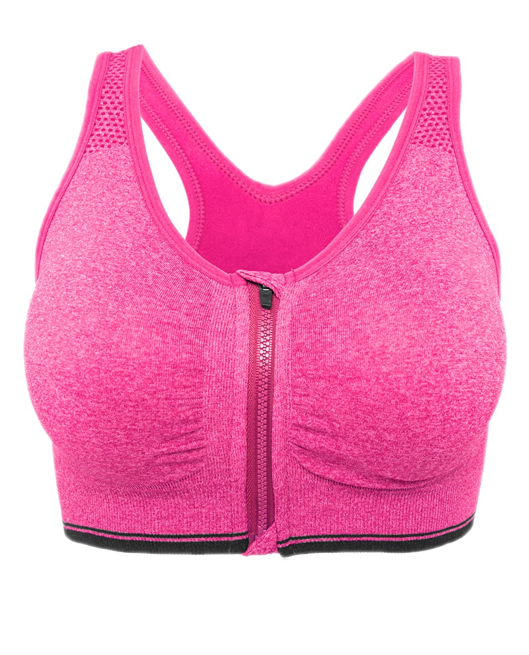 FUTATA Women's High Impact Sports Bra with Front Zipper - Racerback Workout & Yoga Top for Running, Gym, Fitness Training - Breathable Supportive Activewear