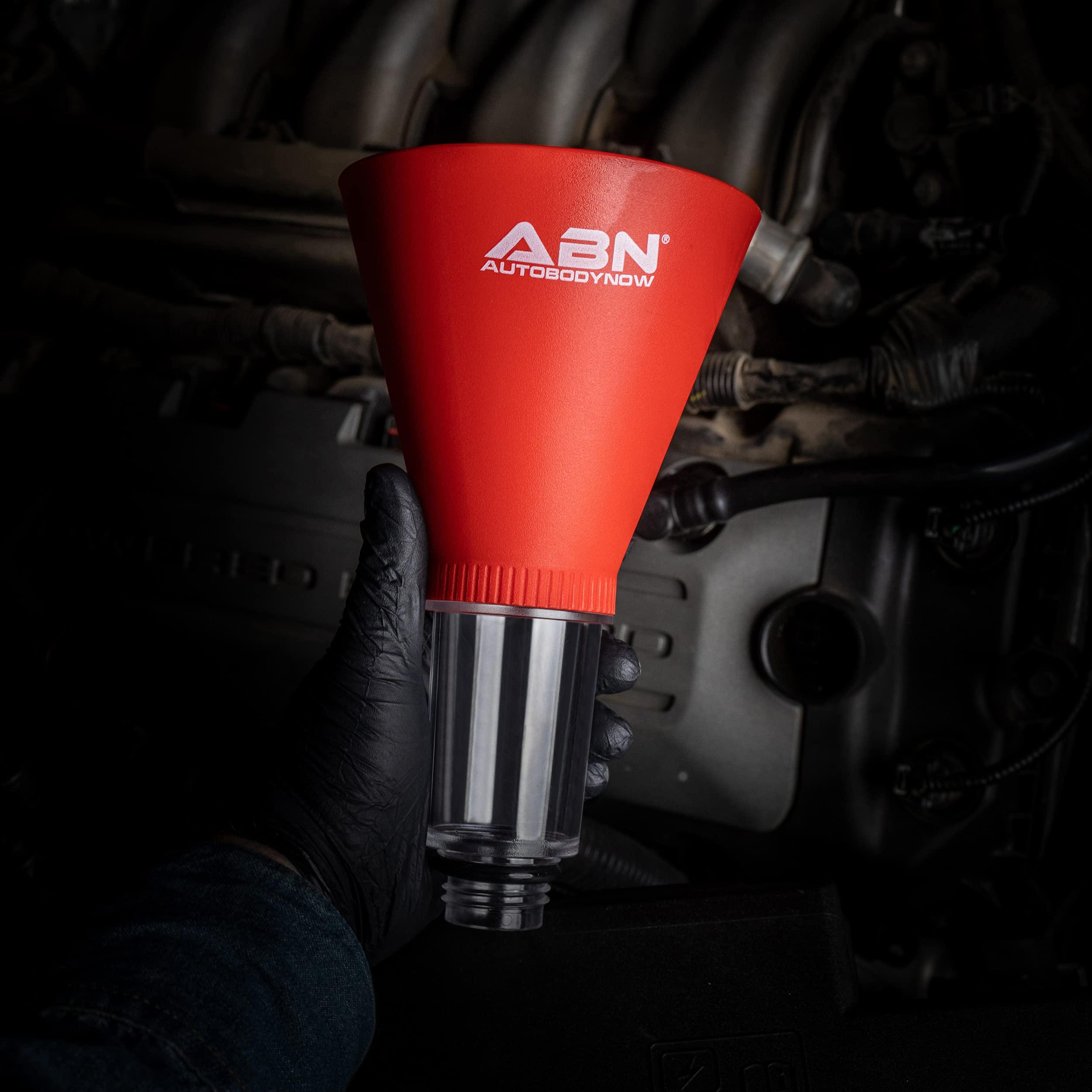 ABN Automotive Oil Funnel - No Spill Engine Oil Change Funnel Compatible with Ford, Mazda, Toyota & More | Perfect for DIY Car Maintenance & Quick Oil Changes