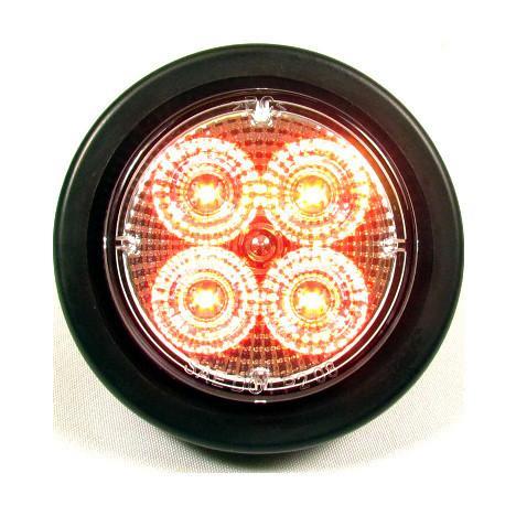 2 1/2 Inch Clear Lens Round Red LED Marker Light with 4 LEDs - 24 Volt Waterproof Truck Trailer Safety Light for Semi, RV, Boat & Off-Road Vehicles