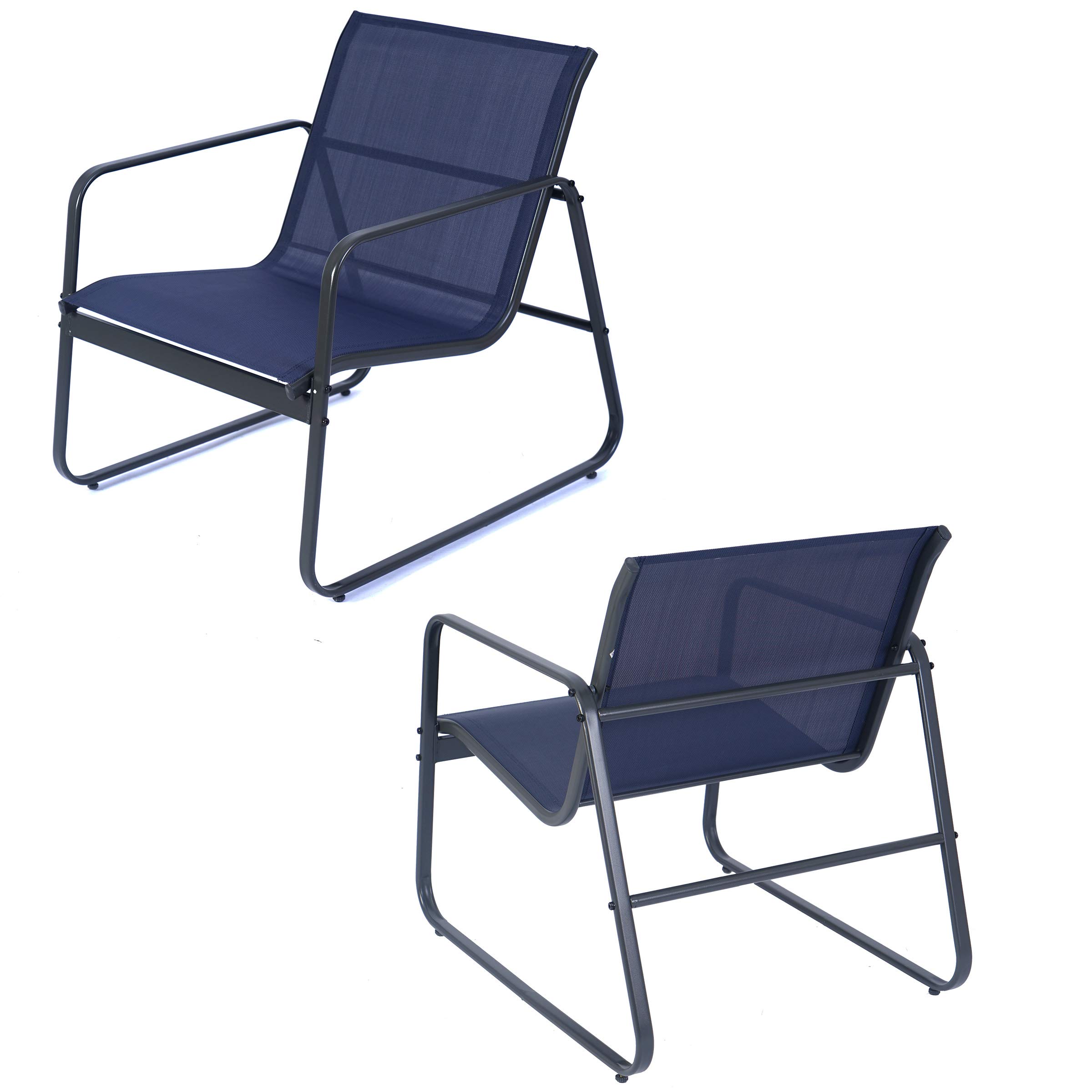 Kozyard Sofia 4-Piece Outdoor Patio Furniture Set - Powder Coated Metal Frame with 1 Loveseat, 2 Chairs & Table for Porch, Balcony, Backyard (Navy Blue) - Perfect for Relaxing, Entertaining & Outdoor Dining