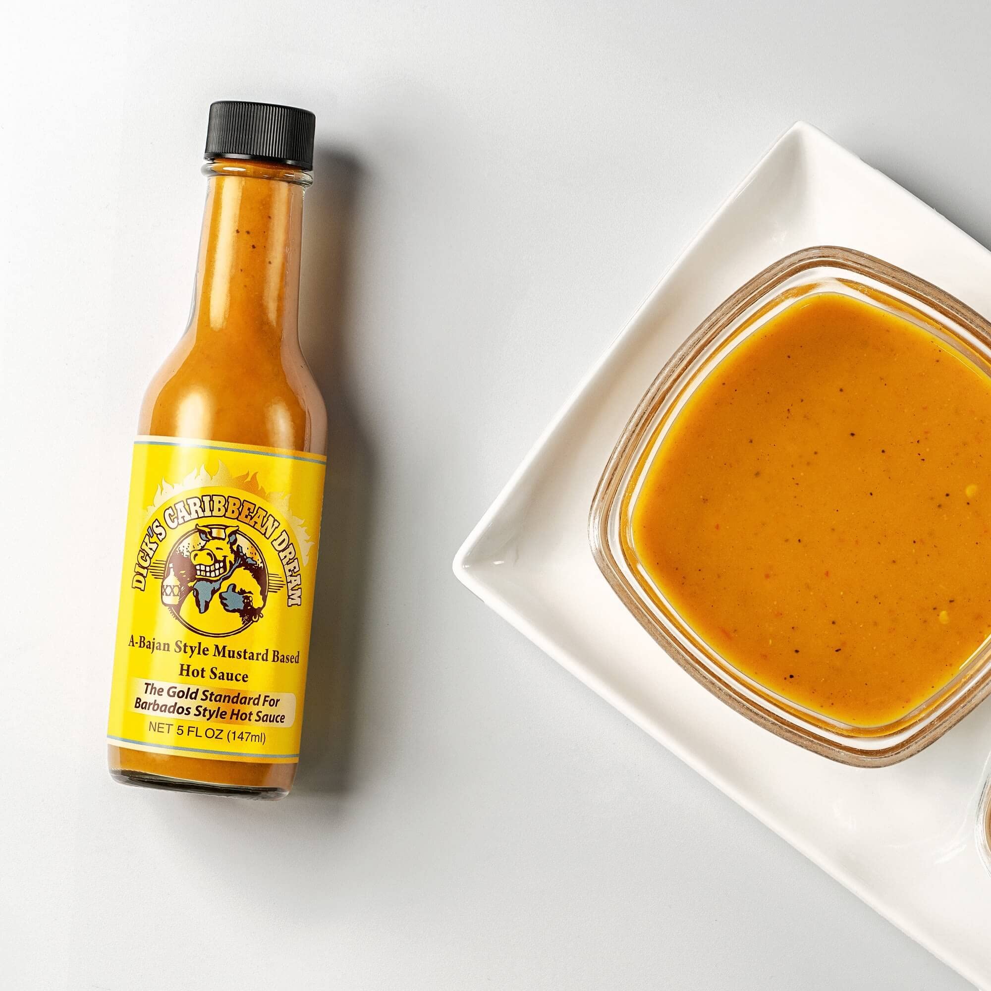 Dirty Dicks Caribbean Dream Hot Sauce 5oz - Barbados Mustard-Based Hot Sauce with Fresh Fruit & Spices - Perfect for Grilling, BBQ & Seafood Dishes - Pack of 1