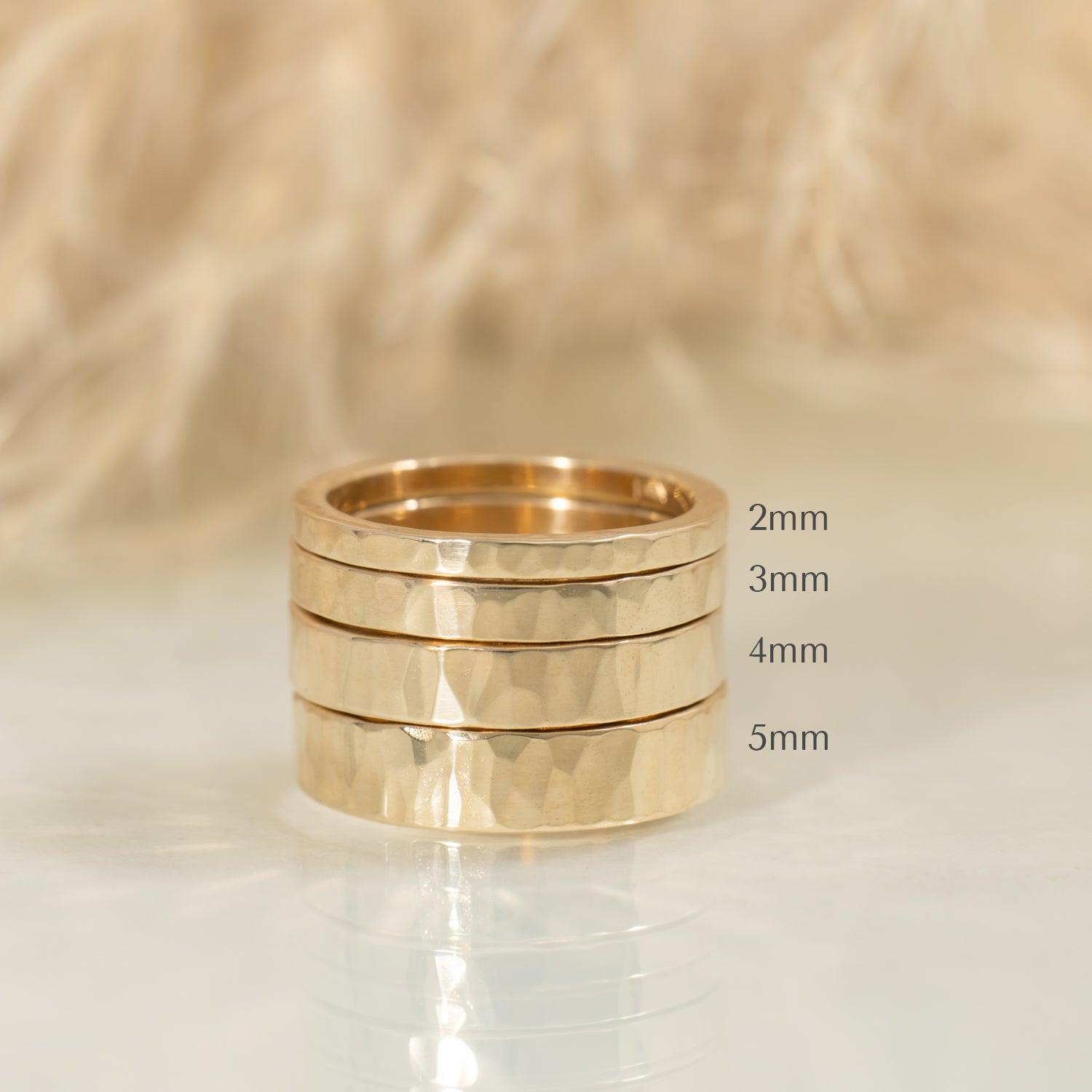 3mm Hammered Gold Wedding Band for Men & Women - Perfect for Engagement, Anniversary, and Everyday Wear