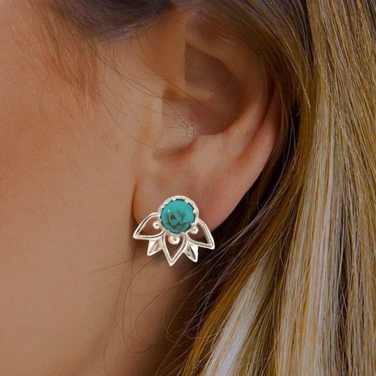 Laihas Inflorescence Turquoise Stud Earrings for Women - Handmade Bohemian Jewelry - Perfect for Parties, Weddings & Everyday Wear