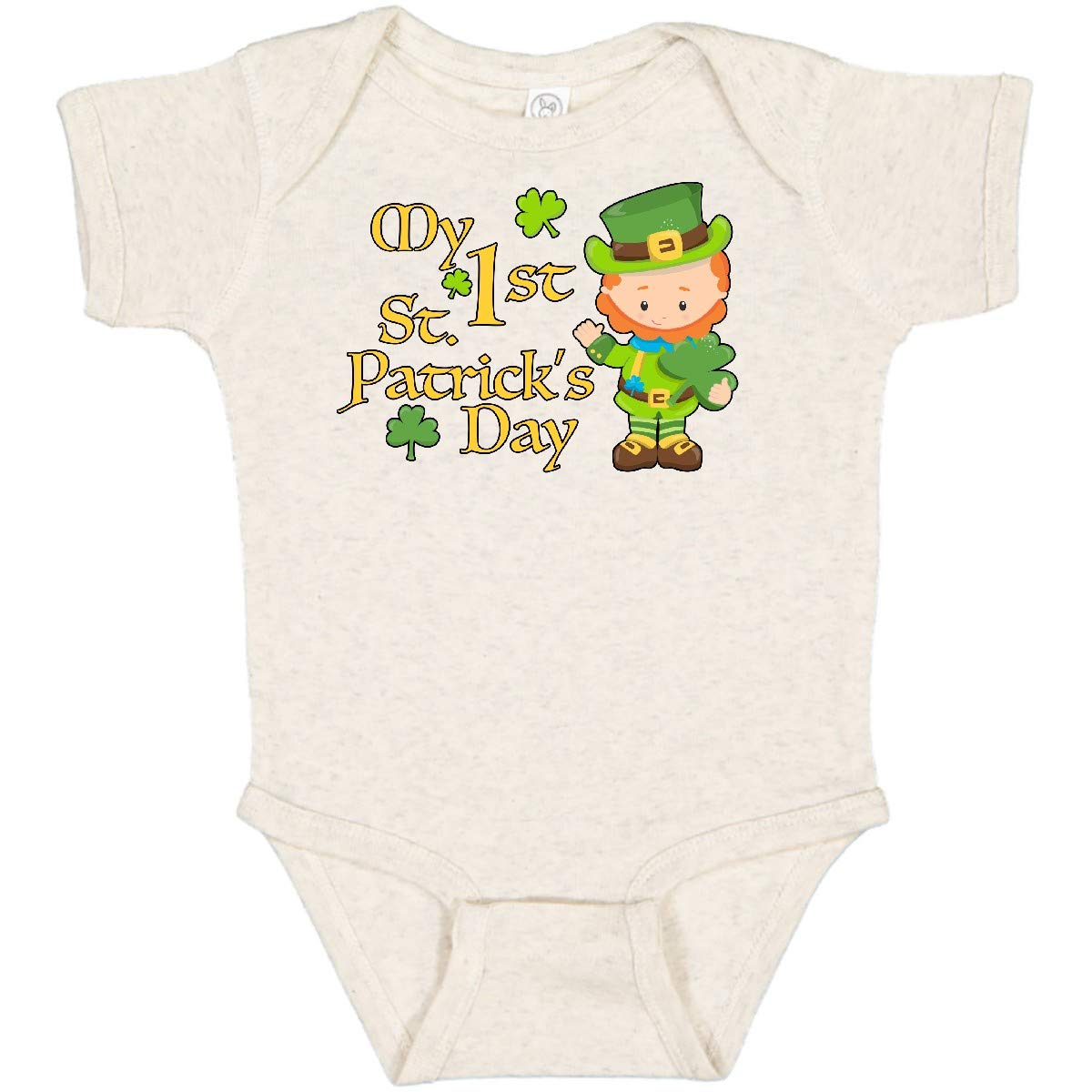 Inktastic My First St. Patrick's Day Baby Bodysuit - Cute Leprechaun & Shamrocks Design - Perfect for St. Paddy's Day Celebrations & Baby Photo Shoots