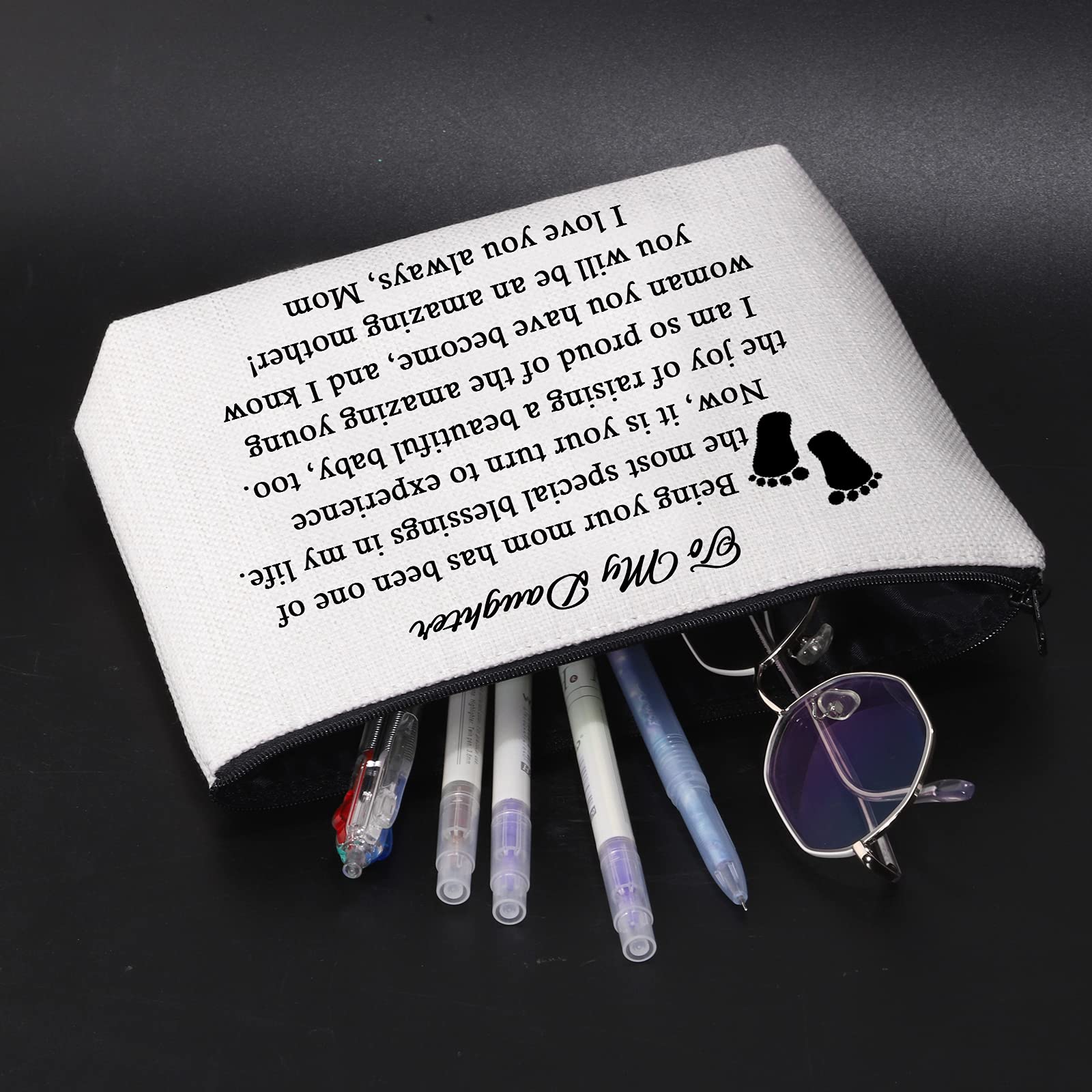 JNIAP First Time Mommy Makeup Bag - Pregnancy Announcement Gift for Daughter, Travel Cosmetic Pouch for Expecting Mothers - Perfect for Baby Showers, Hospital Visits & Maternity Photos