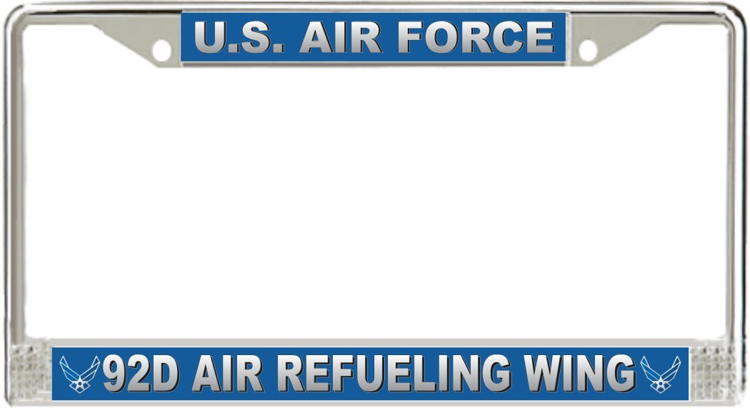 MilitaryBest U.S. Air Force 92d Air Refueling Wing License Plate Frame - Durable Metal Car Accessory for Patriotic Veterans & Aviation Enthusiasts - Perfect for Trucks, Cars & Motorcycles