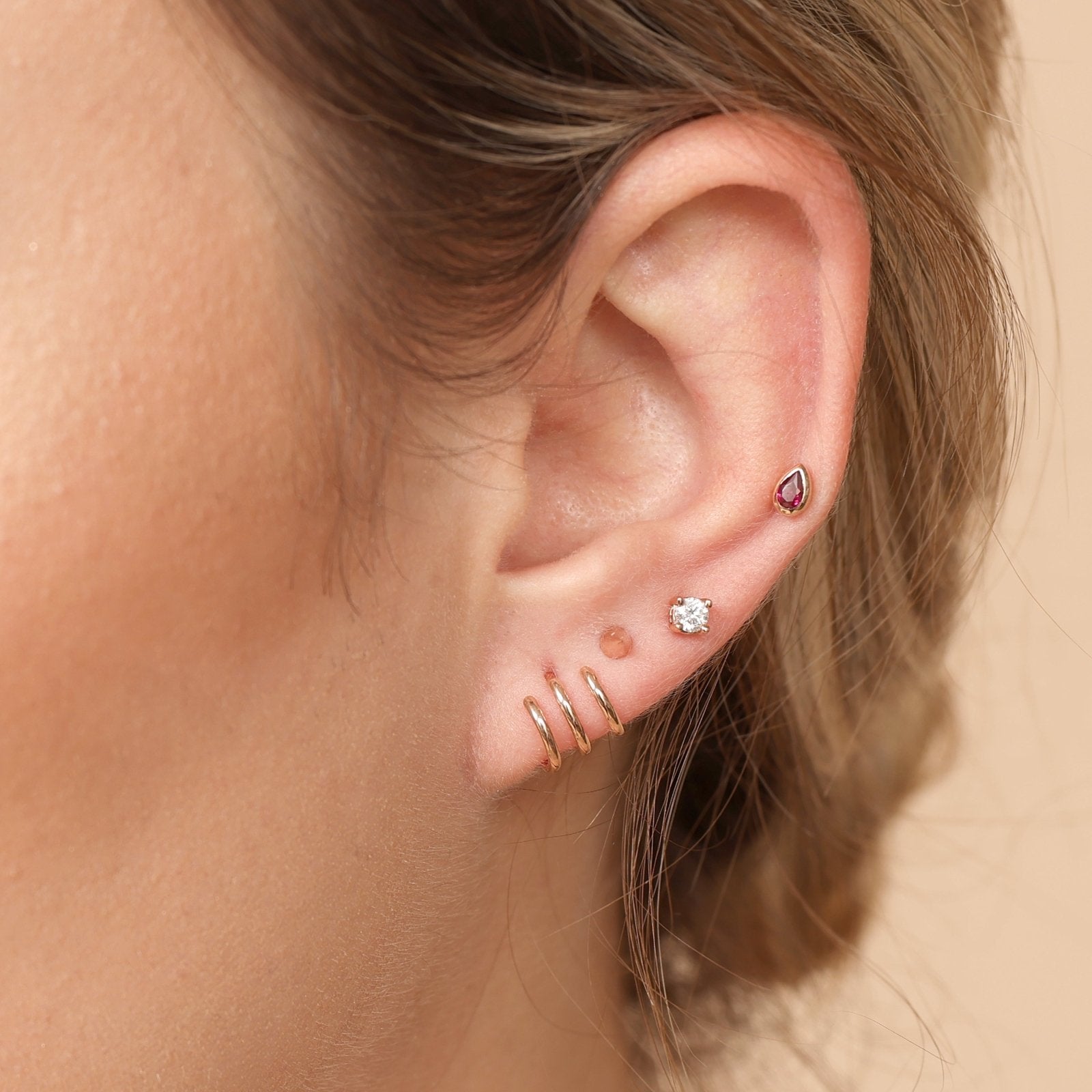 14K Solid Rose Gold Spike Flat Back Stud Earrings for Women - Perfect for Everyday Wear, Parties & Gifting