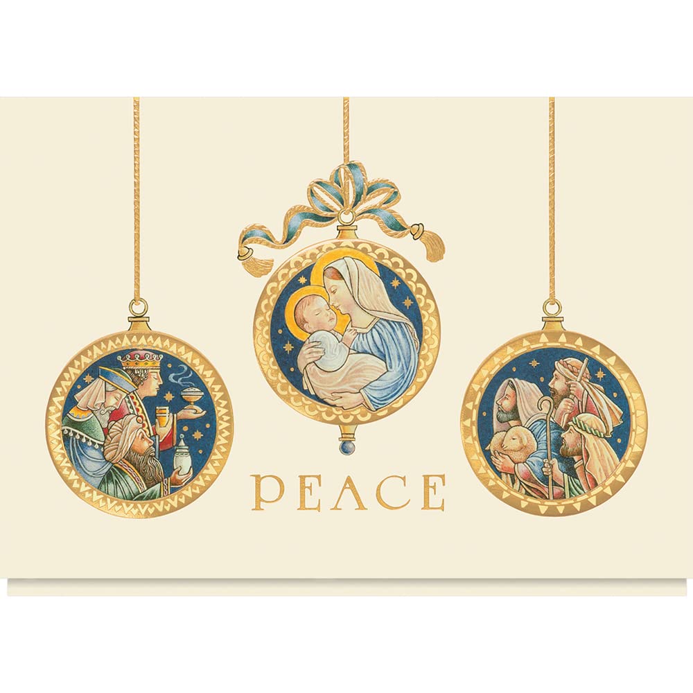 25 Personalized Religious Christmas Cards with Foil-Lined Envelopes - Peace & Adoration Design for Holiday Greetings, Business Gifts & Family Celebrations