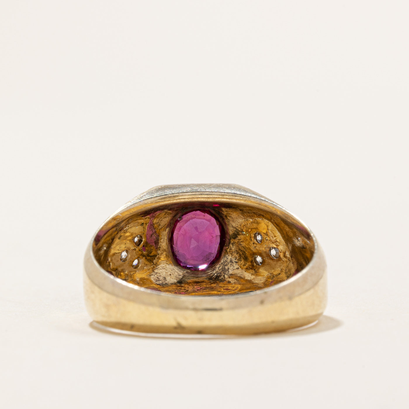 Exquisite Bezel Set Ruby & Diamond Ring - 0.90ct Natural Ruby & 0.10ctw Diamonds - Size 9.25 - Perfect for Engagement, Anniversary & Special Occasion Gifts