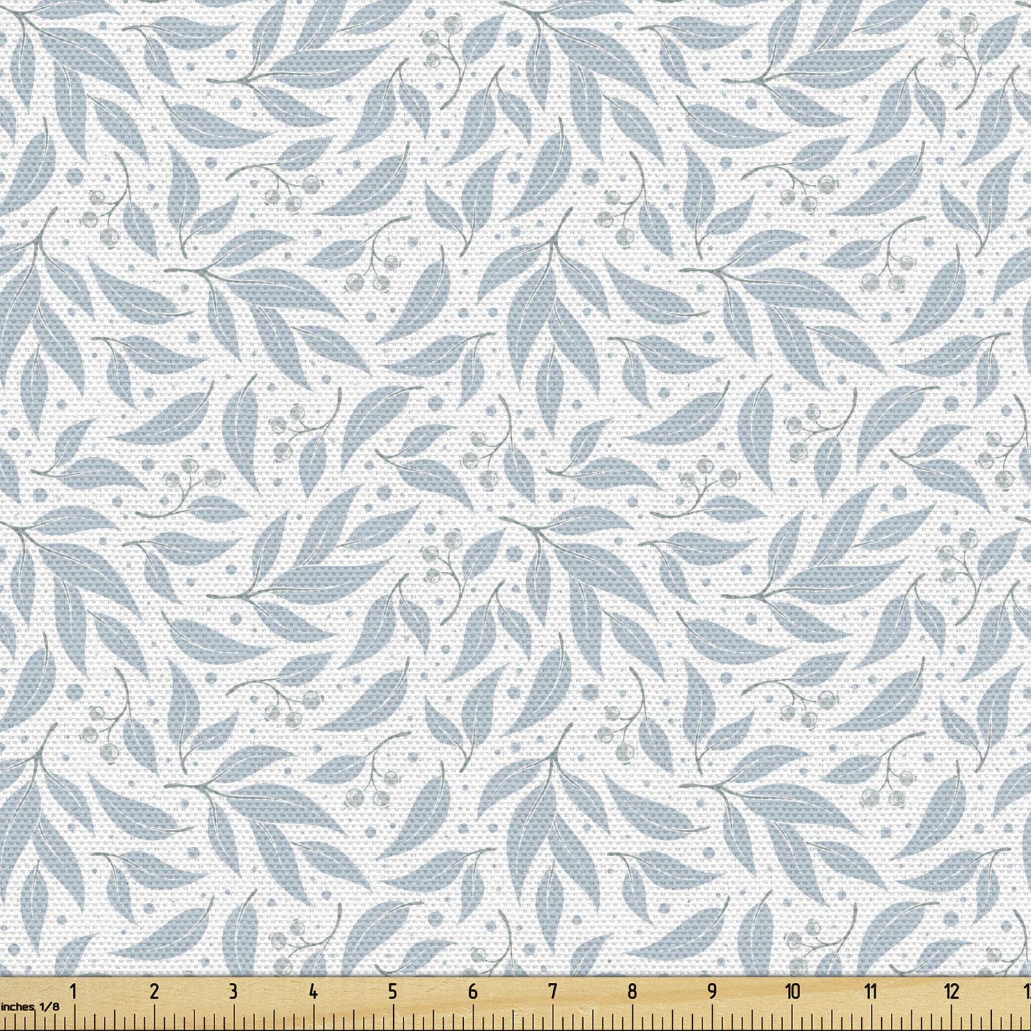 Ambesonne Floral Fabric by The Yard - Soft Pastel Nature Print with Tree Branches & Leaves on Plain Backdrop - Decorative Upholstery Fabric for Sofa, Curtains & Home Decor (10 Yards, Pale Cadet Blue White) - Perfect for DIY Projects, Crafting & Interior Design