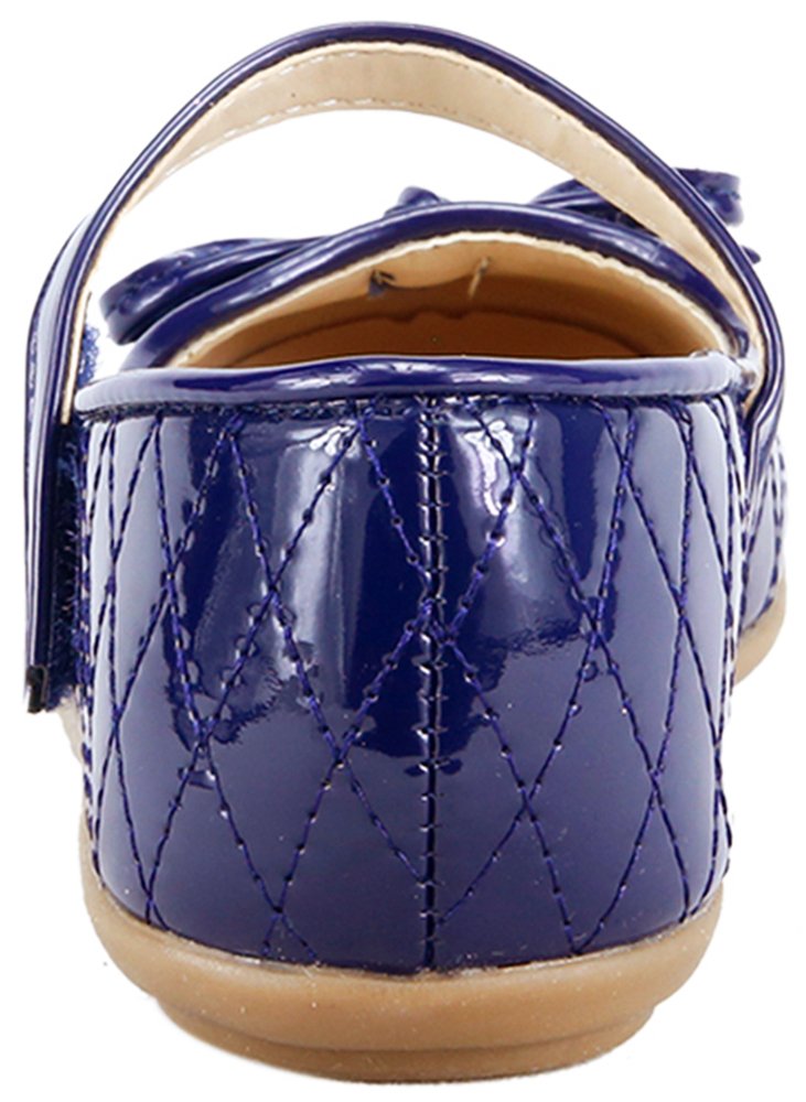 The Doll Maker Girls Bow Top Glossy Strap Flat Shoes - Cute Comfortable Ballet Flats for School, Party & Everyday Wear