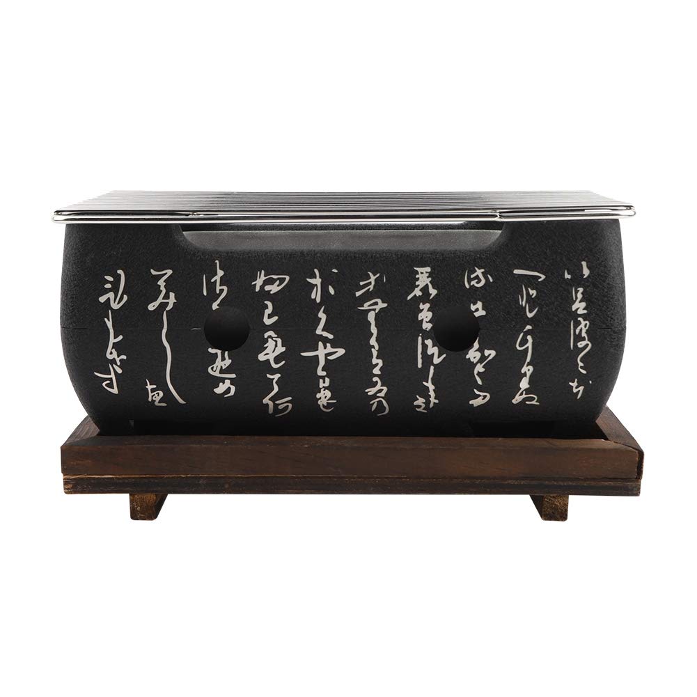 Premium Japanese Style Rectangular BBQ Grill - Traditional Charcoal Table Top Grill for Yakitori & Korean BBQ - Perfect for Outdoor Cooking, Camping & Backyard Parties