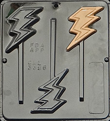 Lightning Bolt Lollipop & Chocolate Candy Mold Set - Premium Silicone Baking Tools for DIY Candy Making, Cake Decorating, Party Favors & Holiday Treats (Model 3396) - Perfect for Halloween, Birthday Parties & Gift Giving